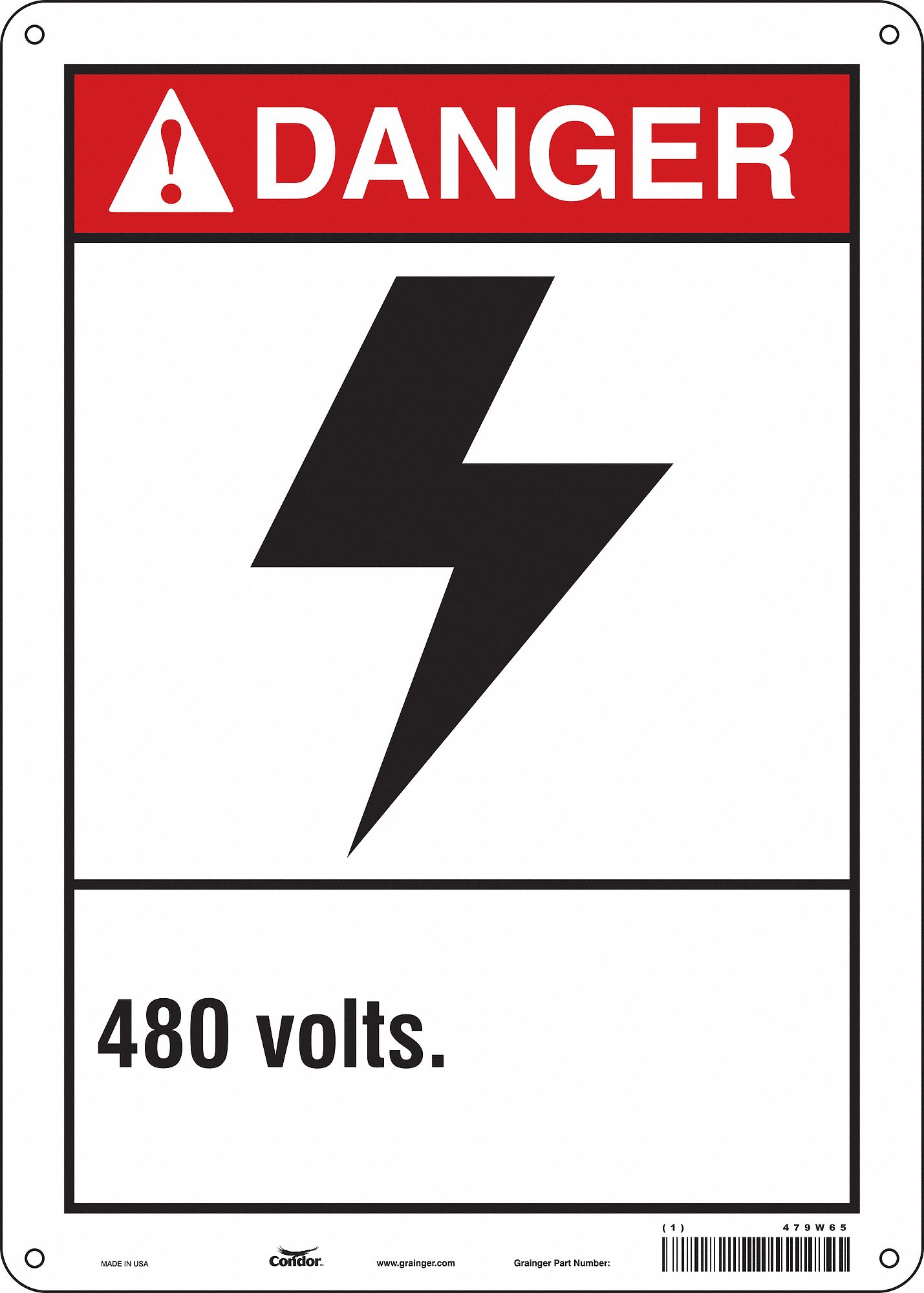 Safety Sign: Polyethylene, Mounting Holes Sign Mounting, 14 in x 10 in Nominal Sign Size