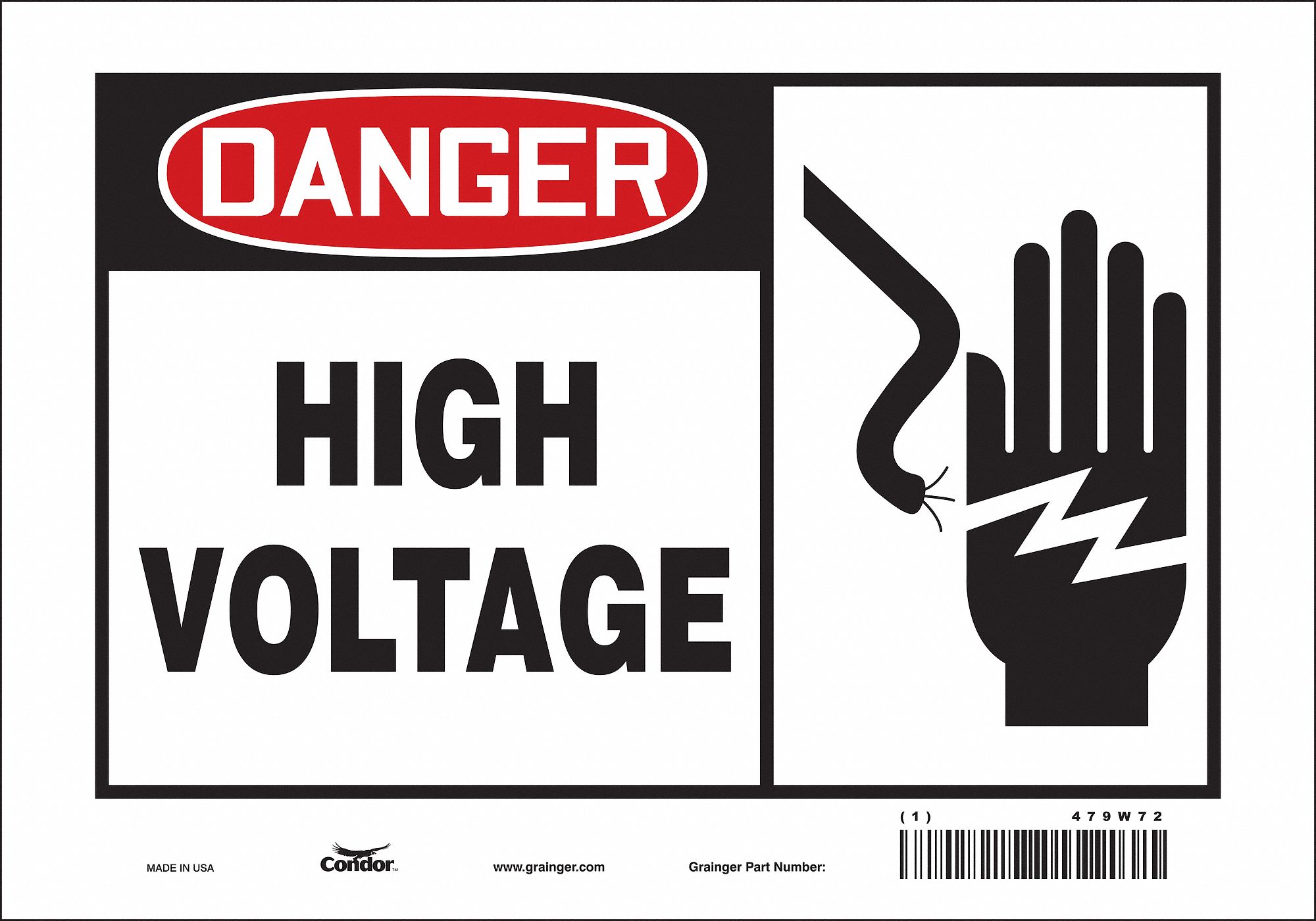 Safety Sign: Vinyl, Adhesive Sign Mounting, 7 in x 10 in Nominal Sign Size, Not Retroreflective