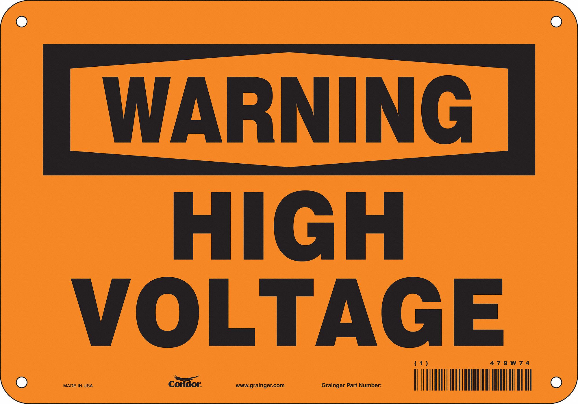 Safety Sign: Aluminum, Mounting Holes Sign Mounting, 7 in x 10 in Nominal Sign Size, 0.032 in Thick