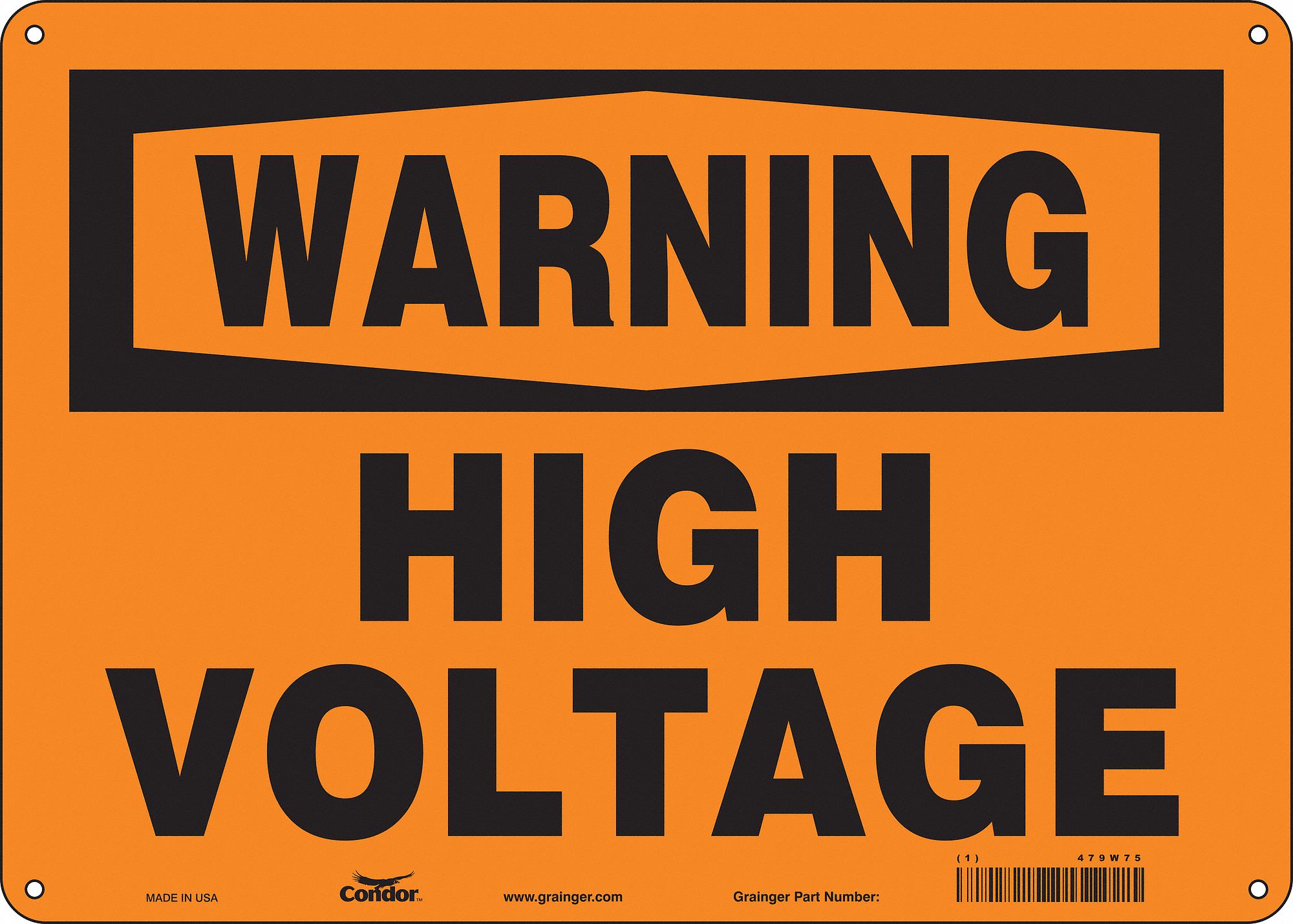 Safety Sign: Aluminum, Mounting Holes Sign Mounting, 10 in x 14 in Nominal Sign Size, 0.032 in Thick