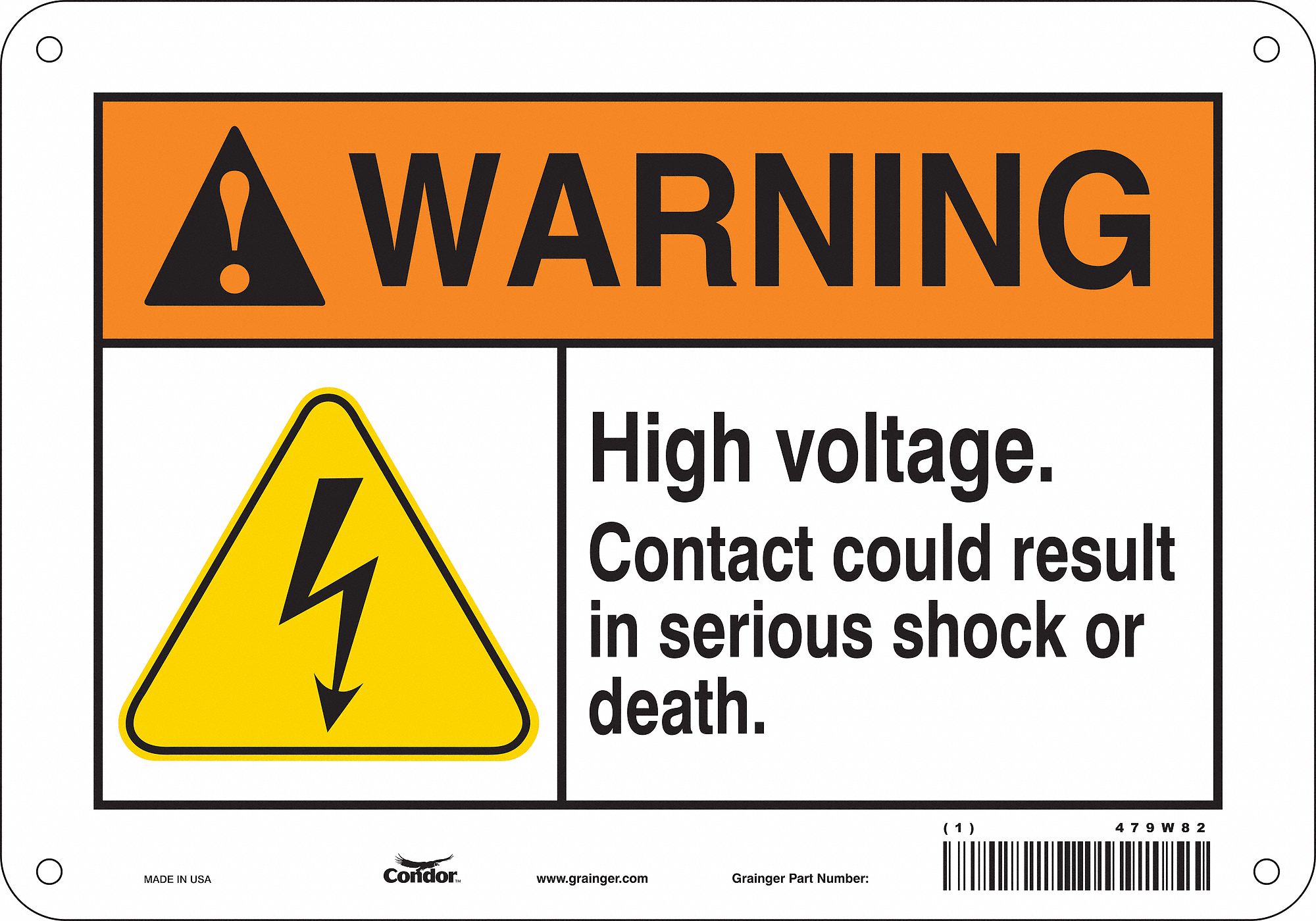 Safety Sign: Aluminum, Mounting Holes Sign Mounting, 7 in x 10 in Nominal Sign Size, 0.032 in Thick