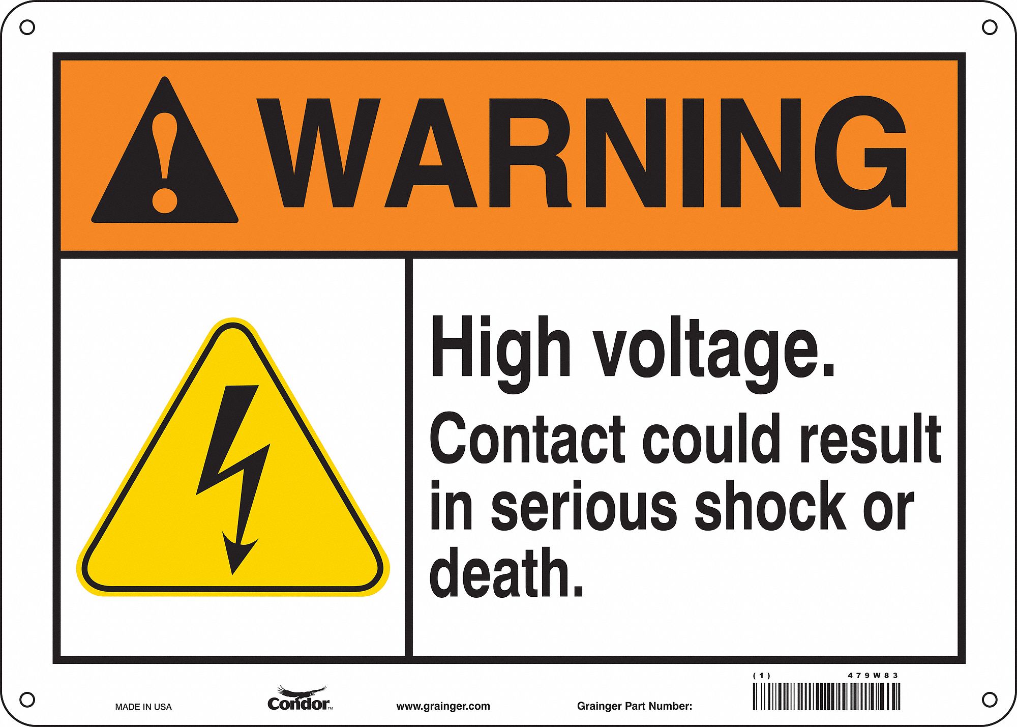 Safety Sign: Aluminum, Mounting Holes Sign Mounting, 10 in x 14 in Nominal Sign Size, 0.032 in Thick