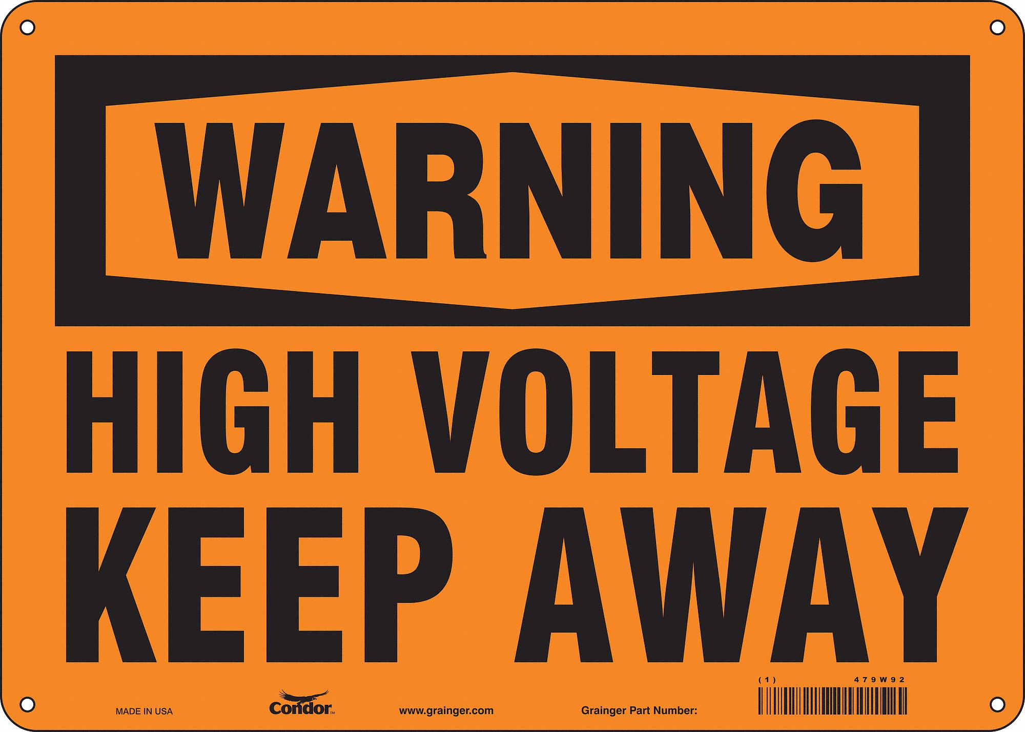 Safety Sign: Polyethylene, Mounting Holes Sign Mounting, 10 in x 14 in Nominal Sign Size, Warning