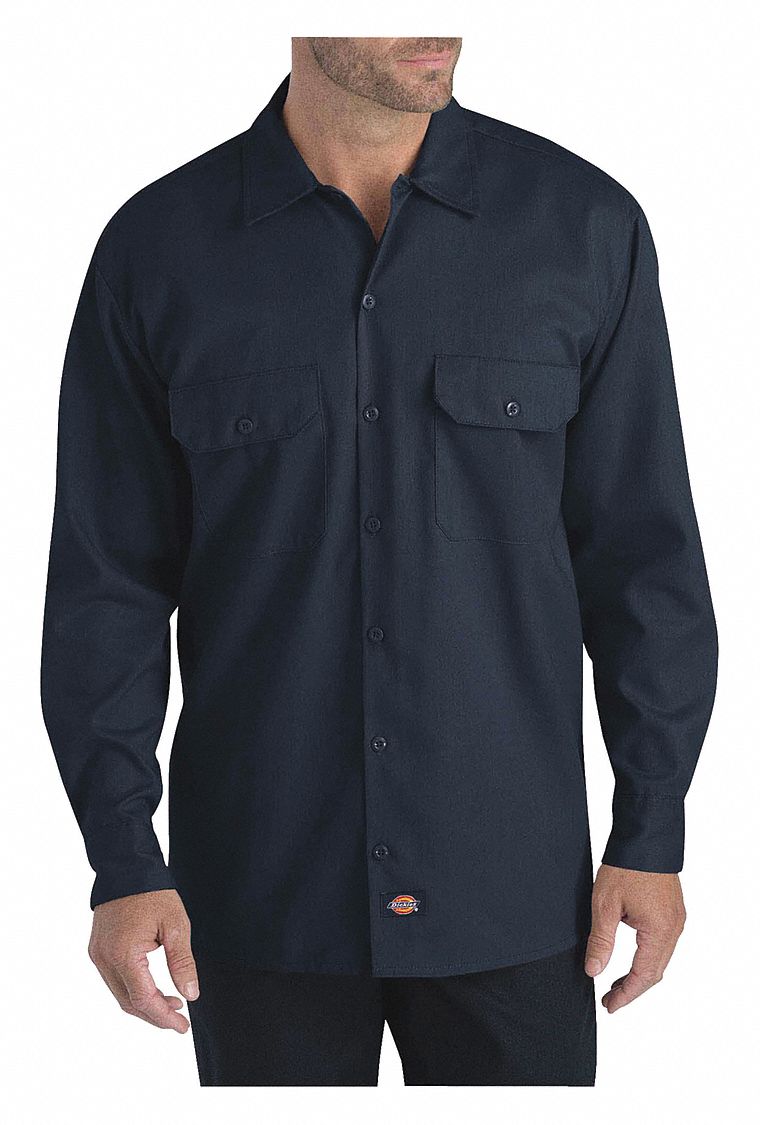 DICKIES, Men's, M, Long Sleeve Work Shirt - 479Y68|WL67DN RG M - Grainger