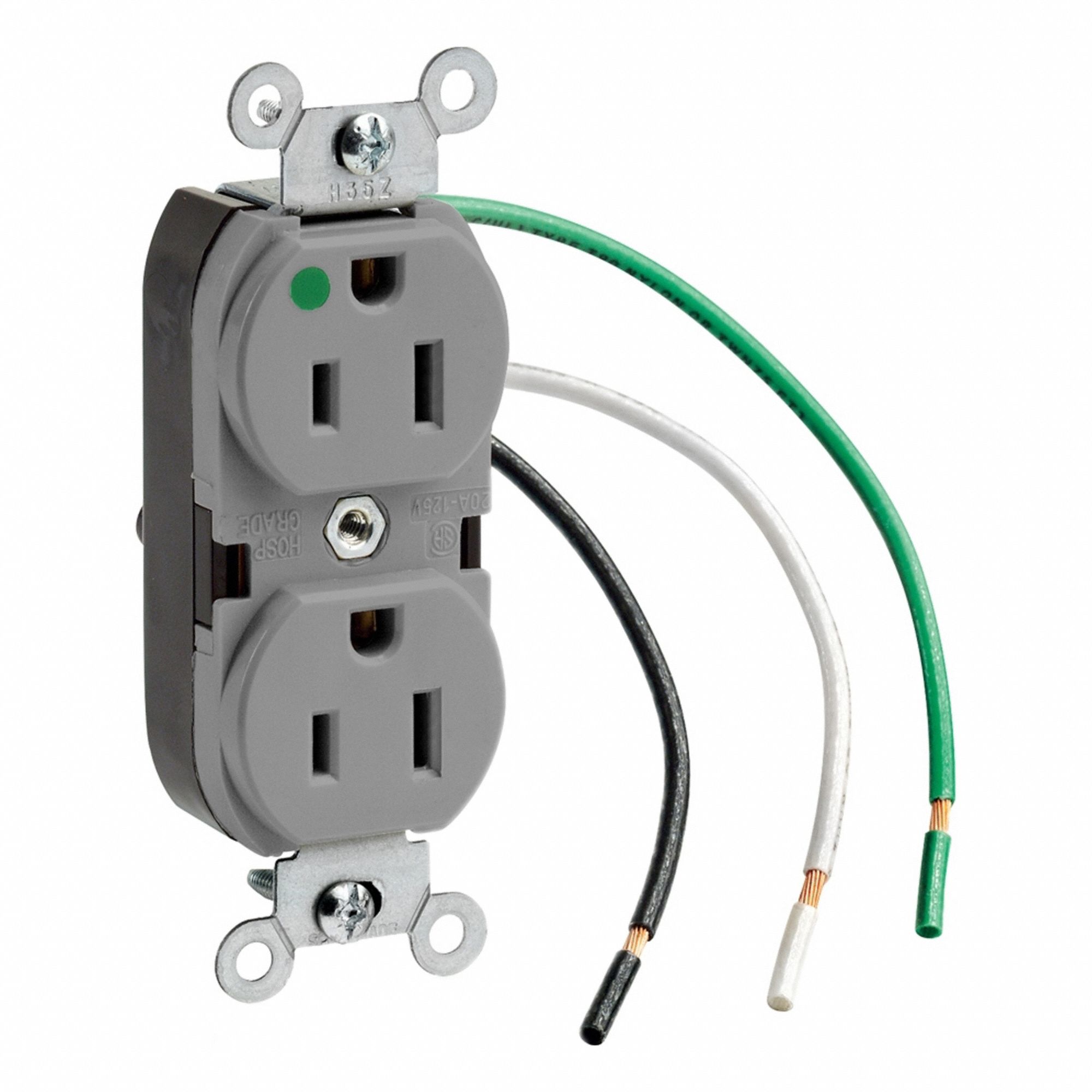Leaded Dup Rec HG 15A 125V Self-Gr Gry