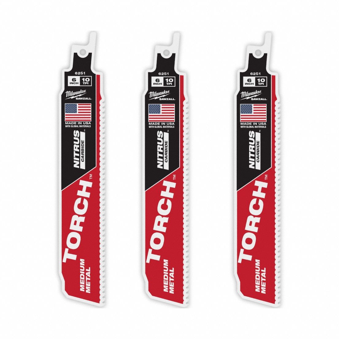 Reciprocating Saw Blade: 10 Teeth per Inch, 6 in Blade Lg, 1/16 in Blade Wd, Carbide