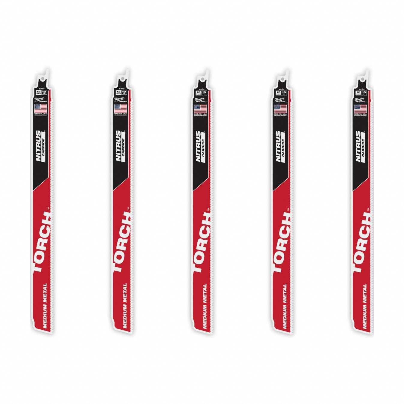 Reciprocating Saw Blade: 10 Teeth per Inch, 12 in Blade Lg, 1/16 in Blade Wd, 5 PK