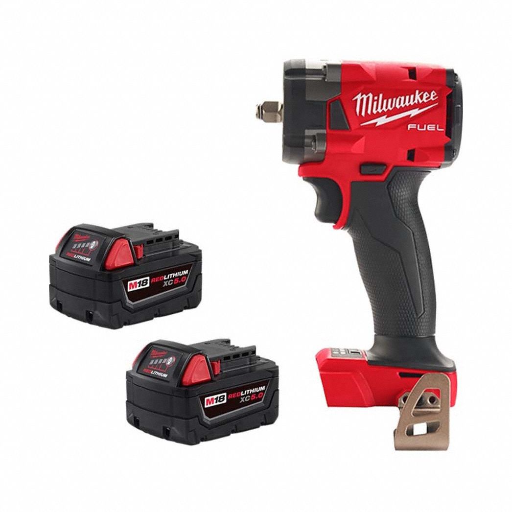 Impact Wrench Kit: 3/8 in Drive Size, 250 ft-lb Fastening Torque, Brushless, 18 V DC Volt
