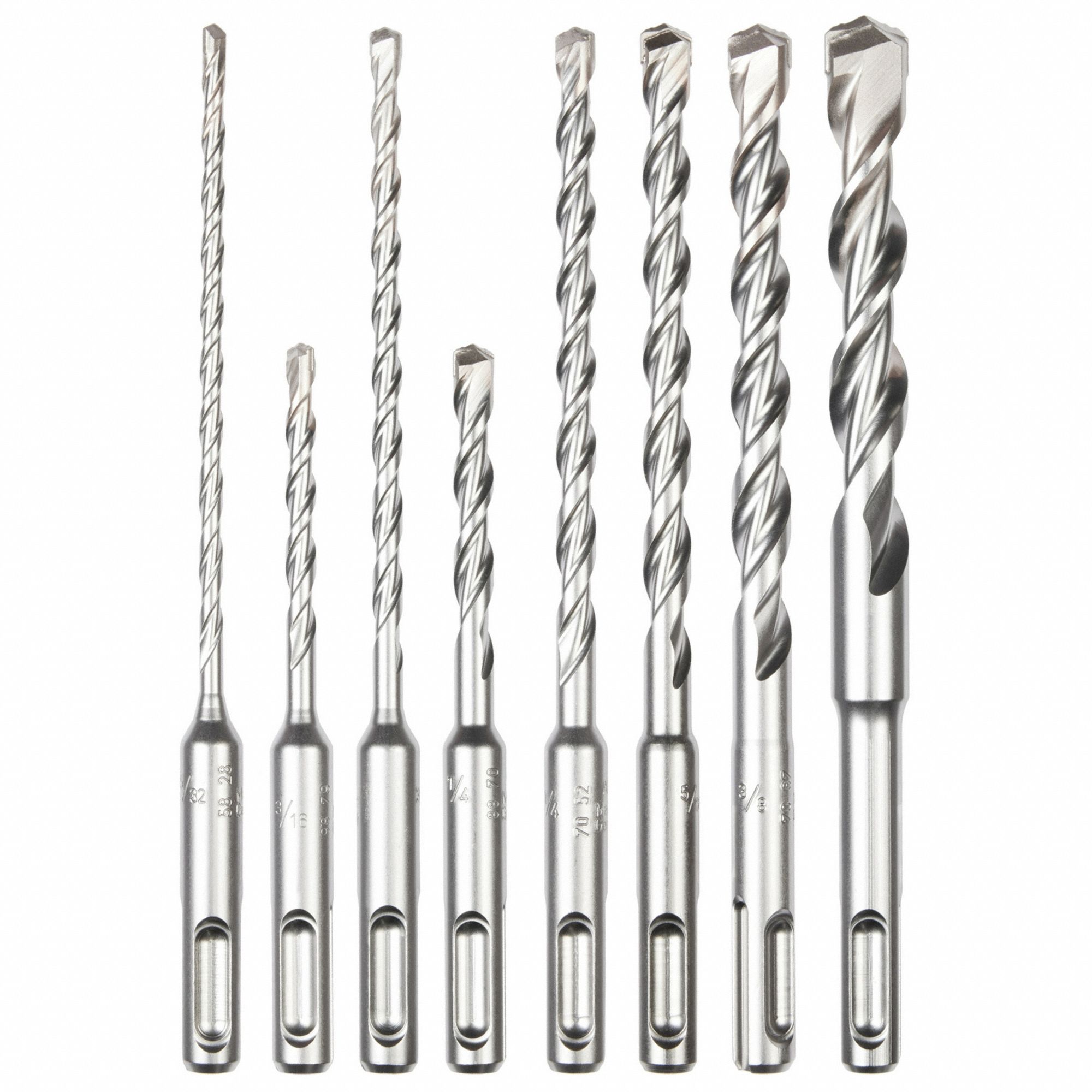 MILWAUKEE Rotary Hammer Drill Bit Set, SDS Plus, 8 Number of Drill Bits