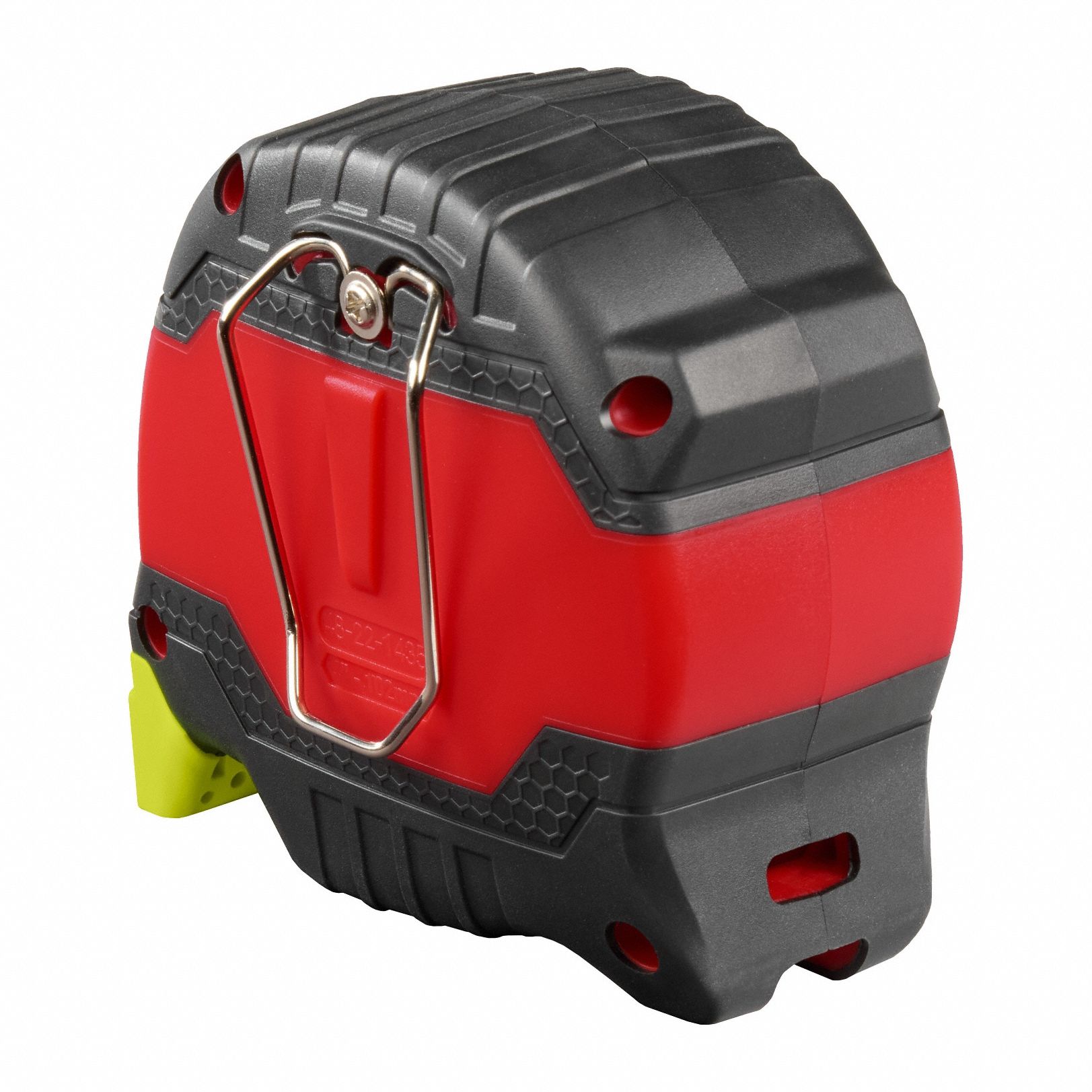 STUD Tape Measure: Nonmagnetic Single Hook Tip, 35 ft, Plastic, Black/Red