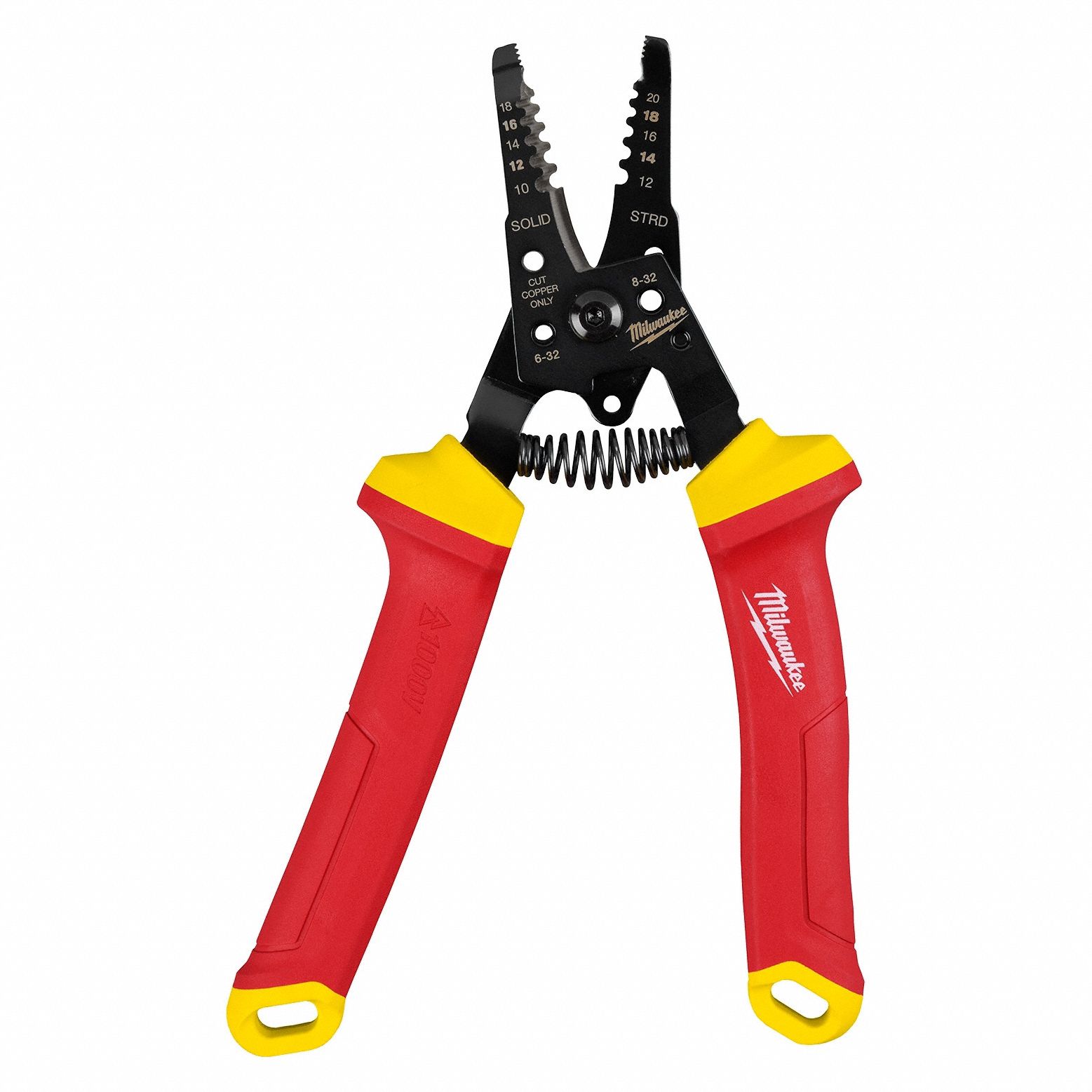 WIRE STRIPPER, STEEL, ANGLED HANDLE, STANDARD CUSHION GRIP, INSULATED, FOR CUTTING, STRIPPING, 8 IN L, 0.44 LB WEIGHT
