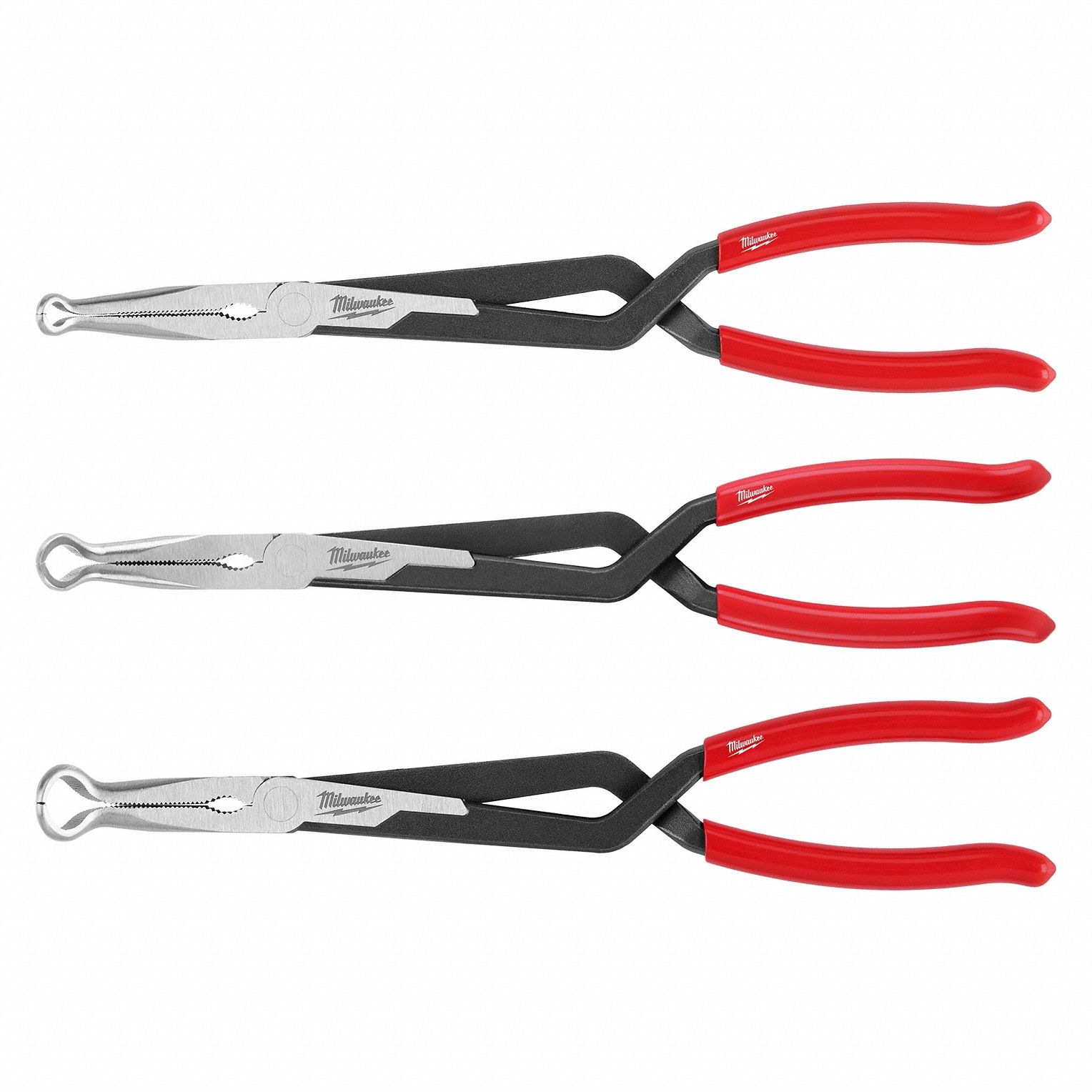 LONG REACH PLIERS SET, 1 13/16 IN/1 15/16 IN/2 IN MAX JAW OPENING, 15⅛ IN OVERALL L, 3 IN JAW L