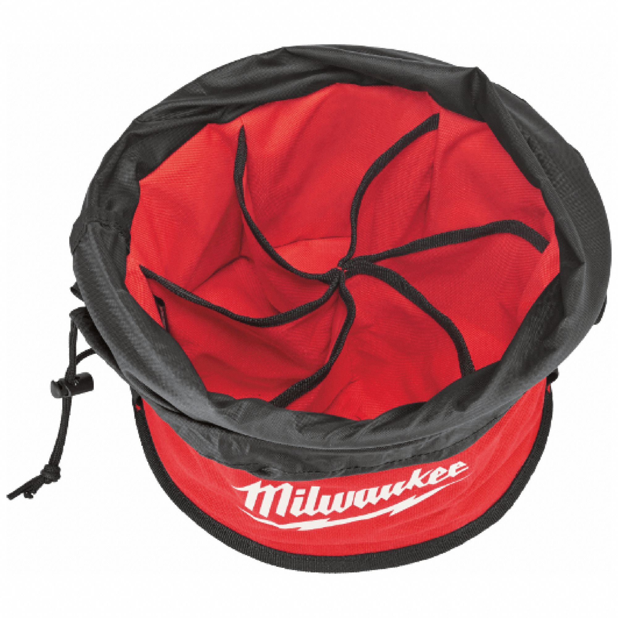 MILWAUKEE Bucket Bag: 11 7/8 in Overall Wd, 11 in Overall Ht, Reinforced  Bottom, 8 Pockets, Red