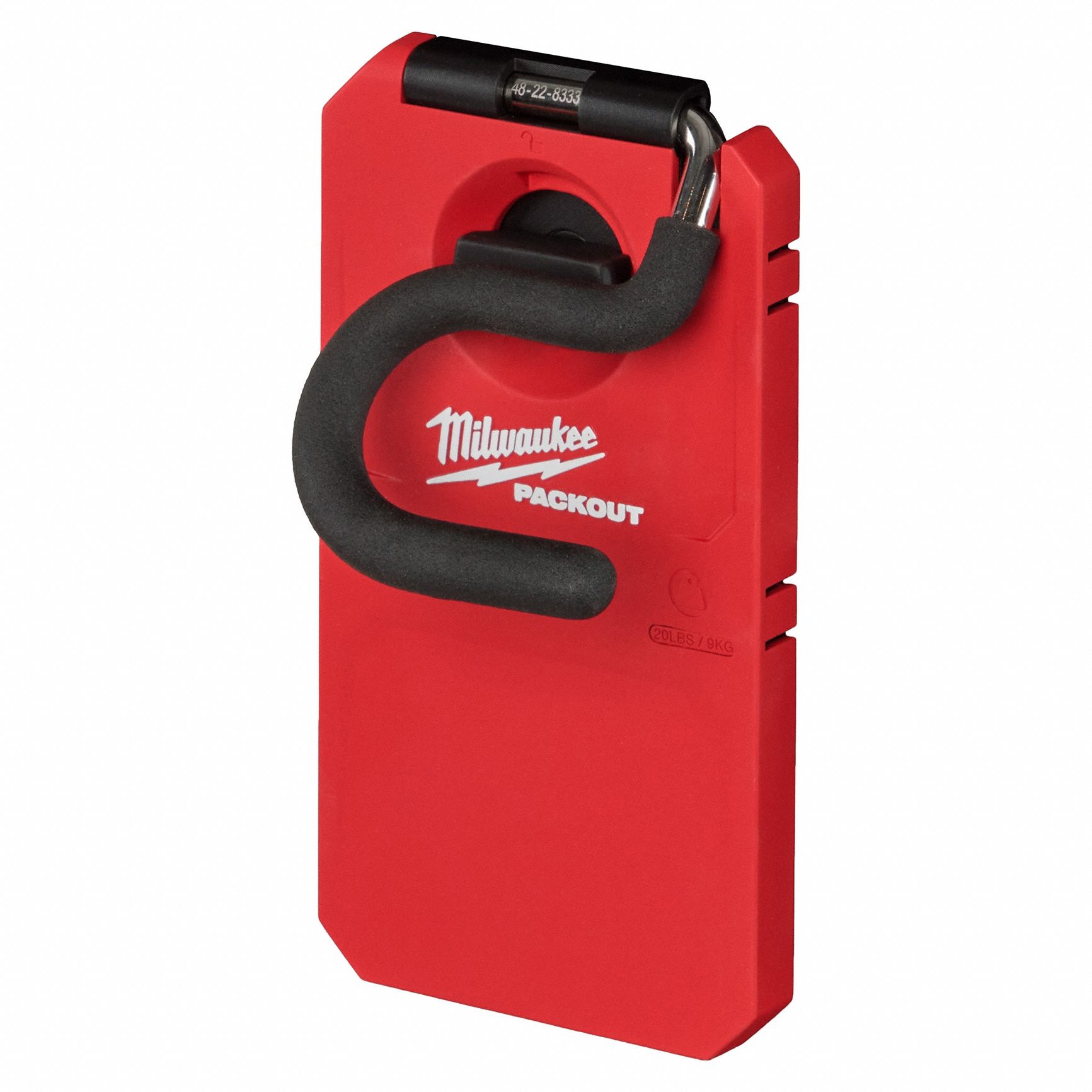 S-Hook: 3 13/16 in D x 2 3/4 in H x 7 3/16 in L, Metal/Polymer, Black/Red