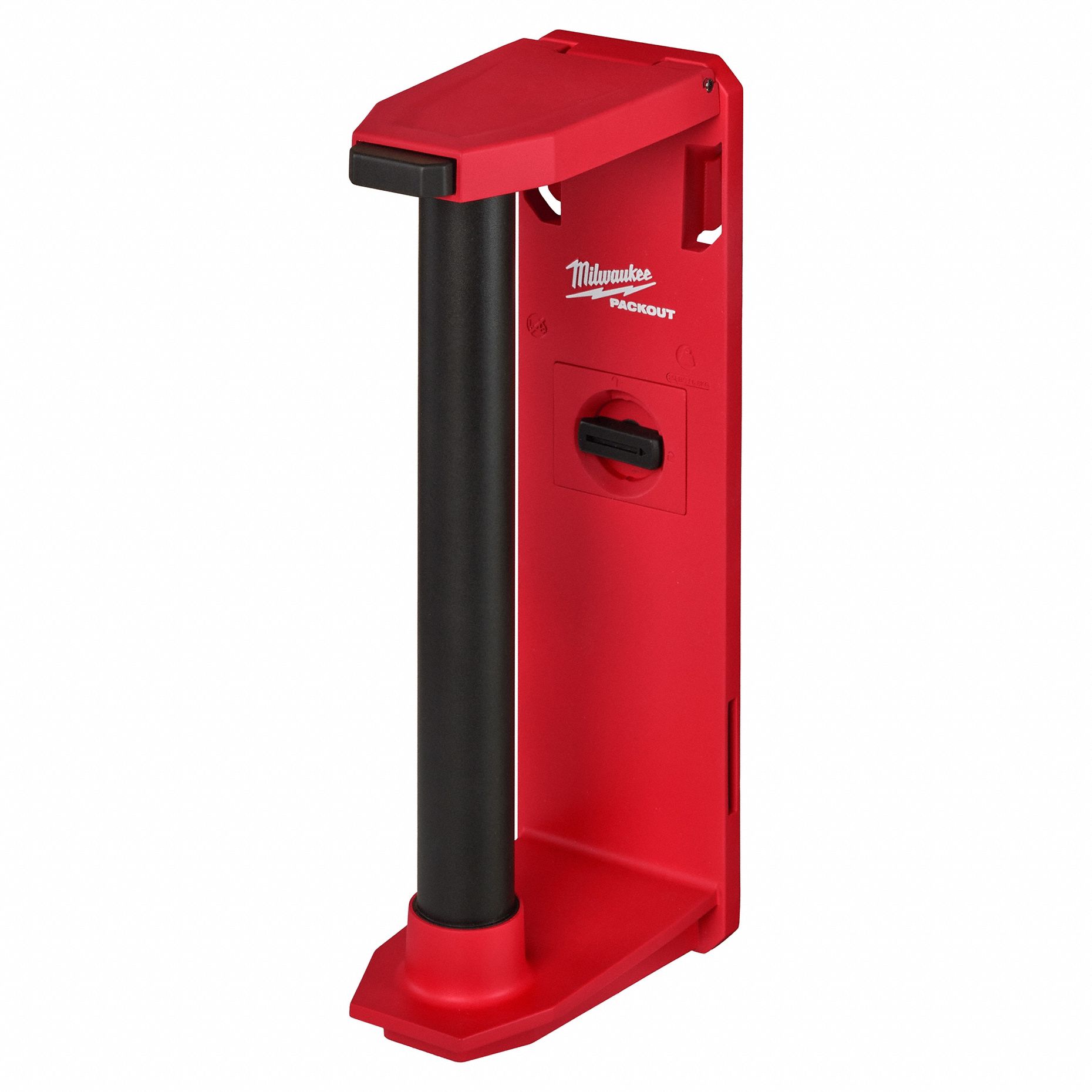 Roll Holder: 3 5/8 in W x 13 in H x 13 in L, Polymer, Black/Red
