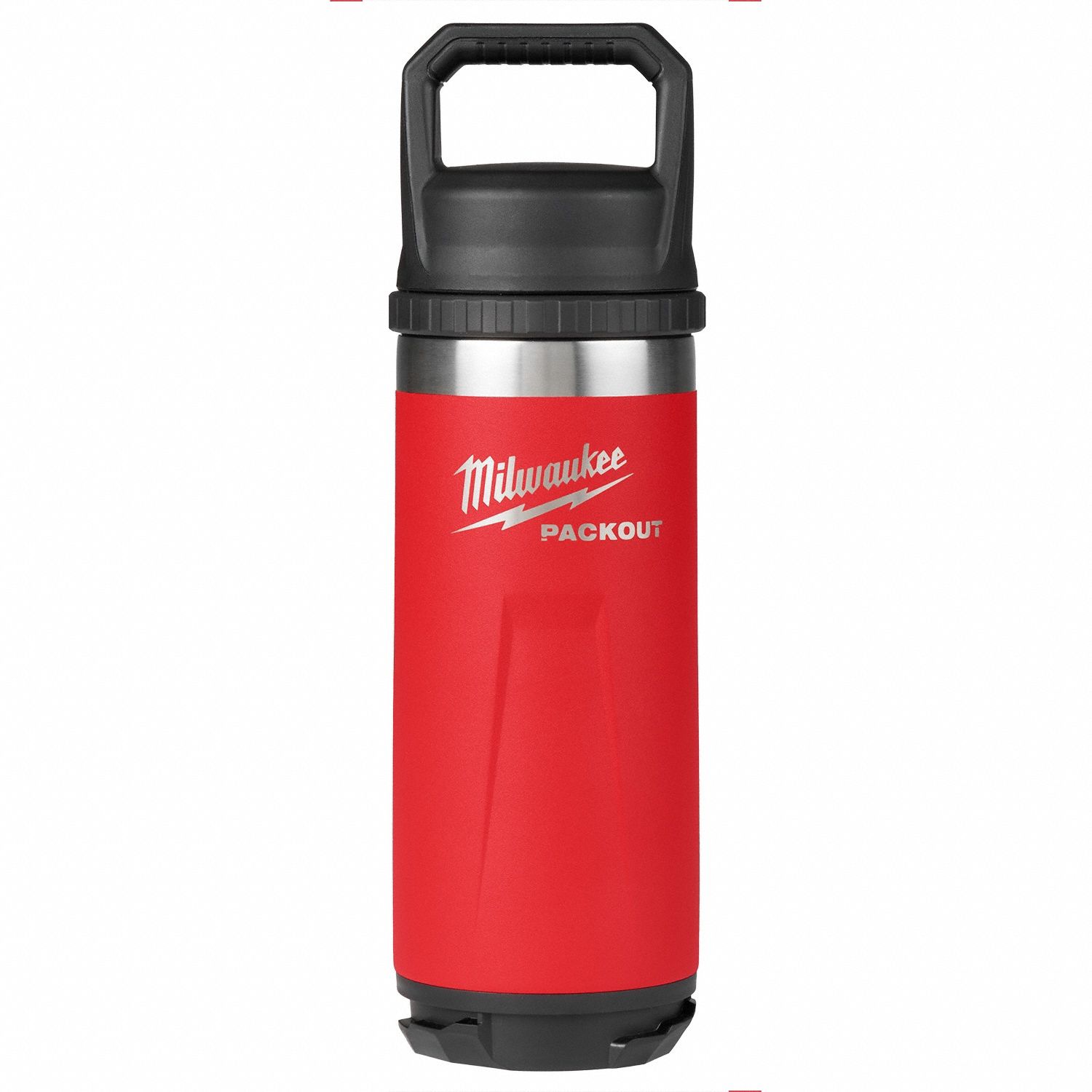 Insulated Bottle: 18 oz Capacity, Red, Metal, 10 3/8 in Overall Ht, 3 1/16 in Overall Dia