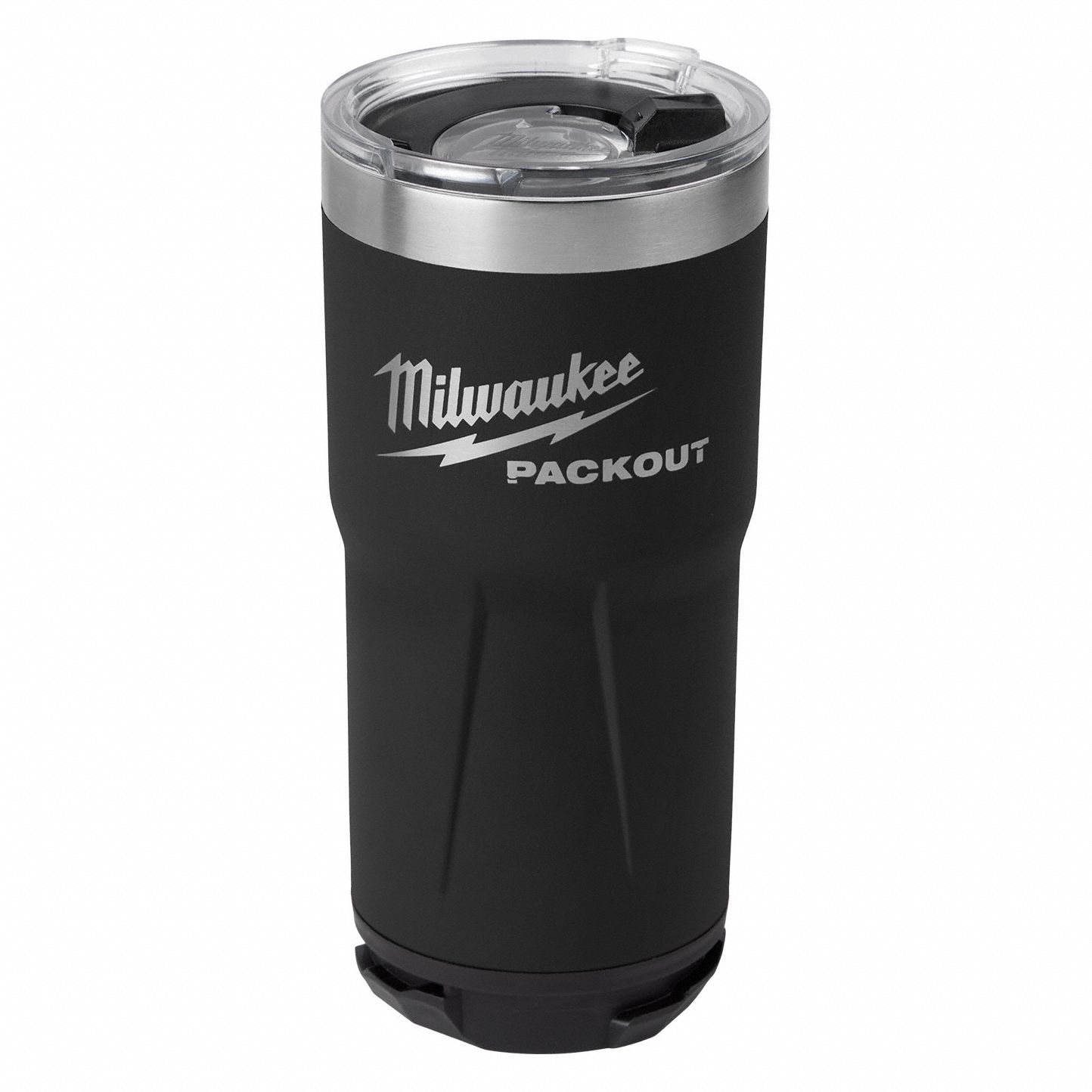 Tumbler: 20 oz Capacity, Black, Metal, 7 in Overall Ht, 3 5/8 in Overall Dia, Bottle
