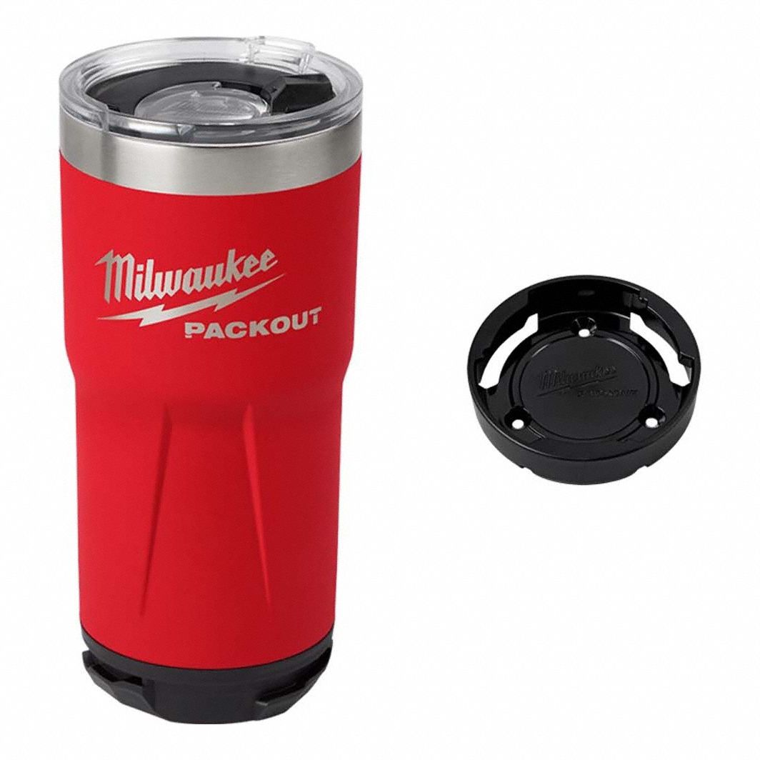 Tumbler and Lock Mount: 20 oz Capacity, Red, Metal, 3/4 in_3 1/2 in Overall Ht, Bottle