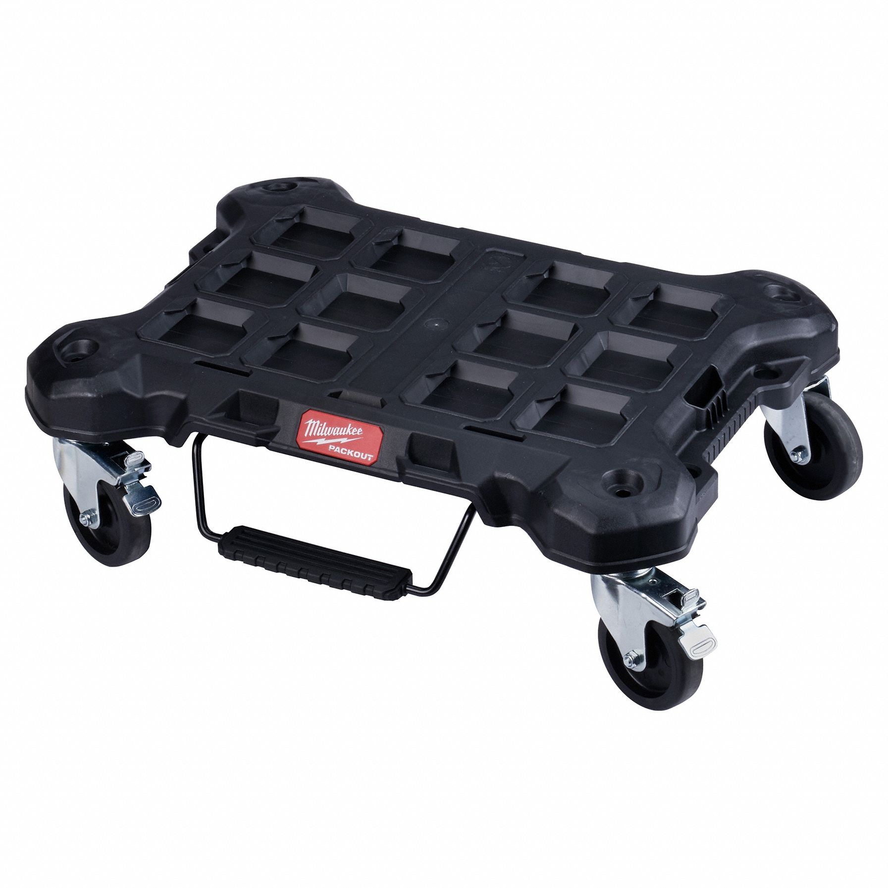 PACKOUT DOLLY, 250 LB LD CAP, LOCKING SWIVEL CASTERS, BLACK, 25 1/2 X 13 1/5 X 18 9/10 IN, PLASTIC