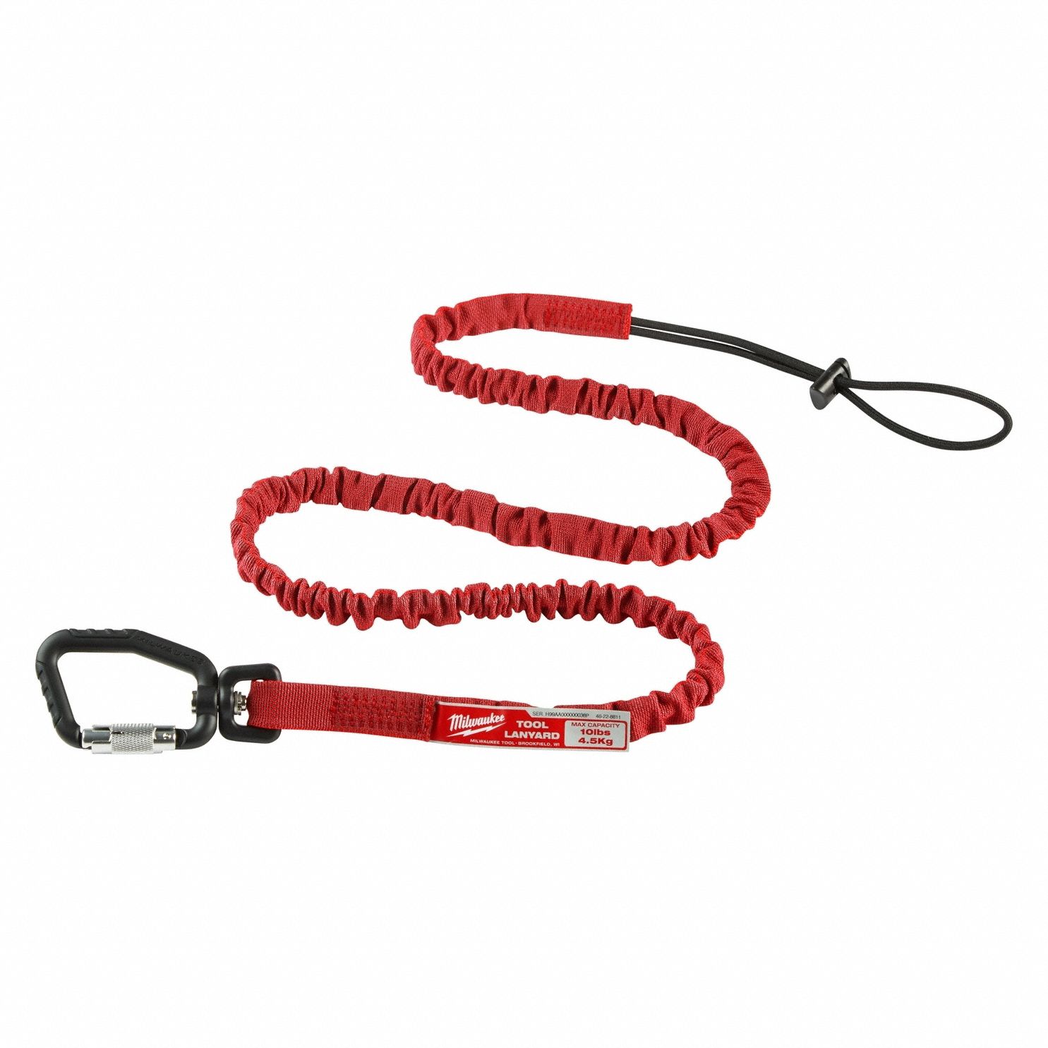 Tool Lanyard: Black/Red, Carabiner, Steel, Hand Tools/Power Tools