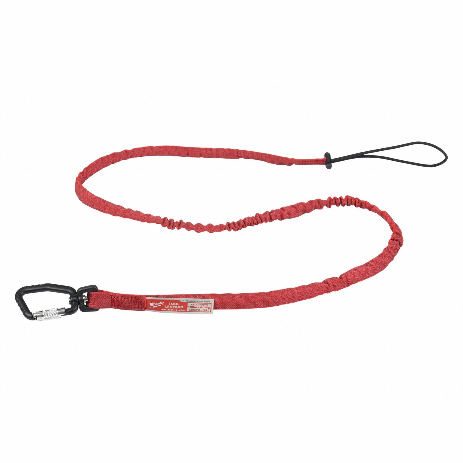 Tool Lanyard: Black/Red, Carabiner, Steel, Hand Tools/Power Tools