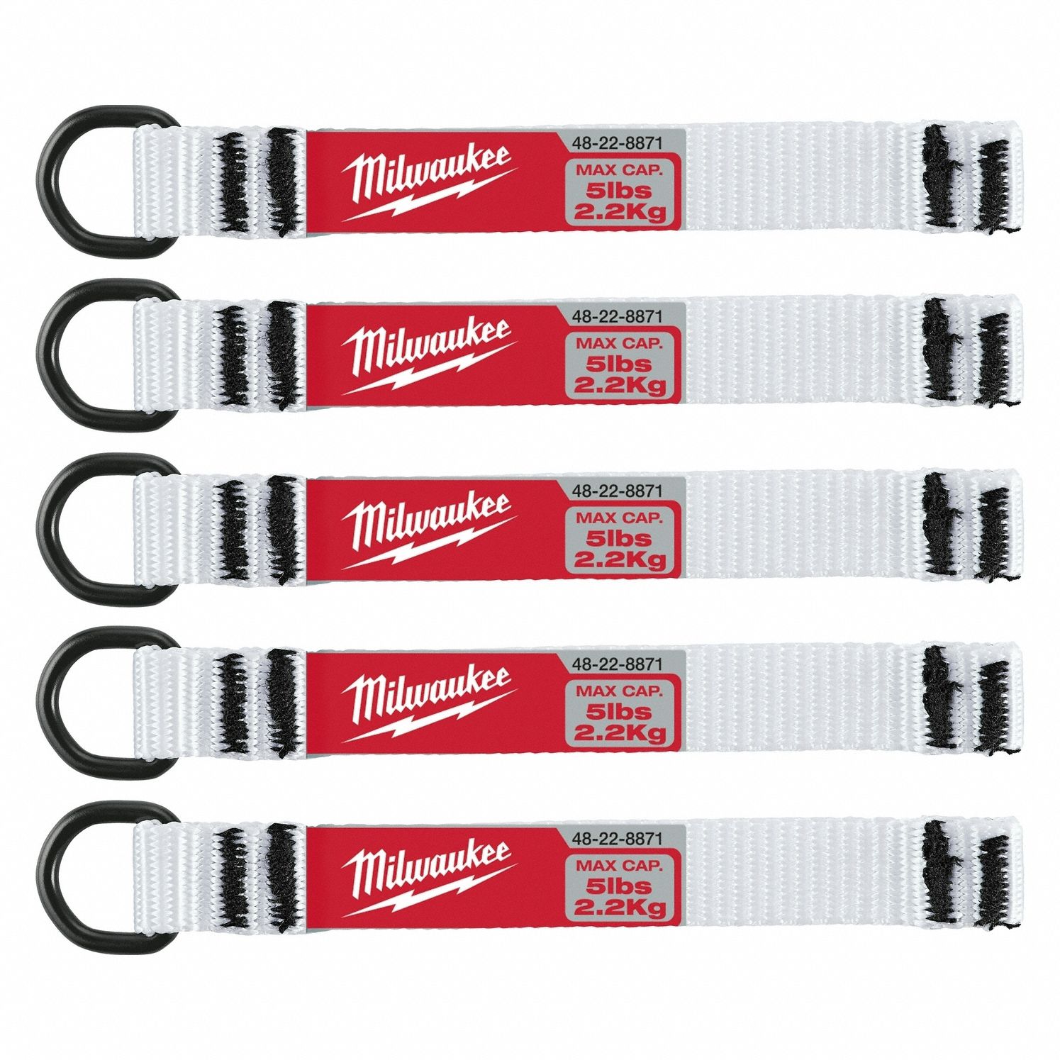 D-Ring Tool Tether: For Hand Tools, Strap, Tape-On, Steel, 5 lb Capacity