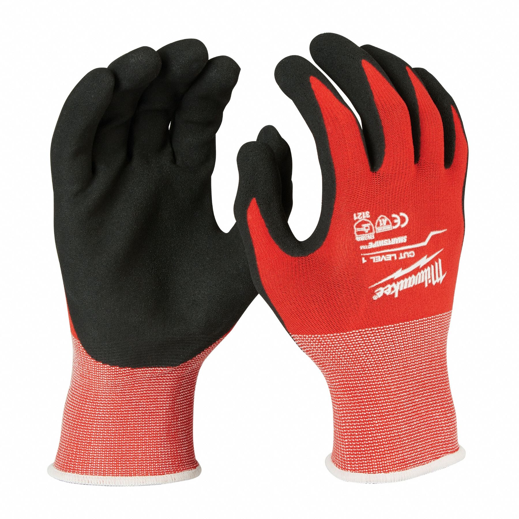 Work Gloves: M ( 8 ), Sandy, Nitrile, Palm, Dipped, ANSI Abrasion Level 3, Nylon ( 13 ga )