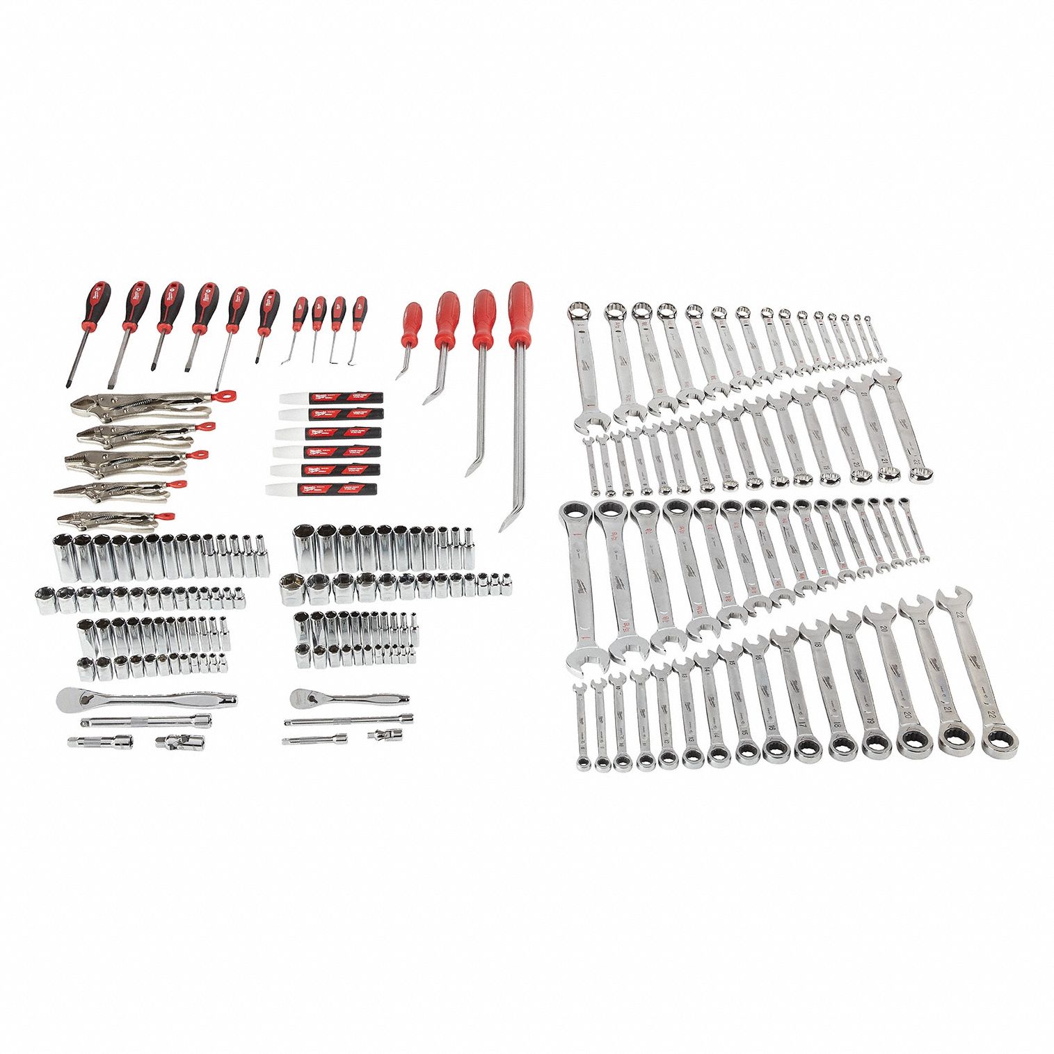 MILWAUKEE, 191 Total Pcs, Metric/SAE, Mechanics Tool Set - 817L25|48-22 ...