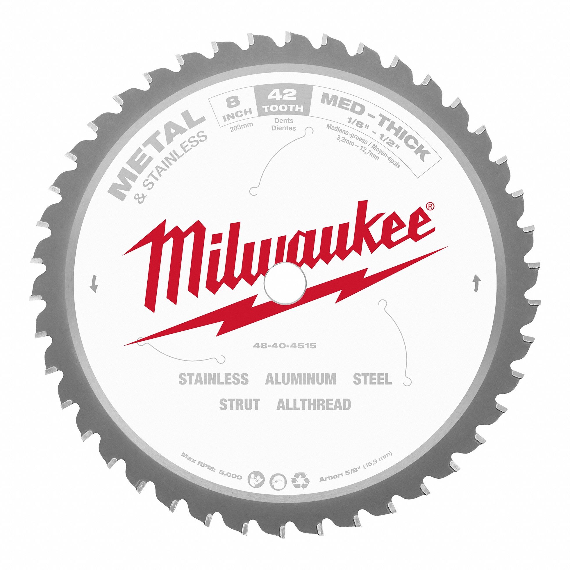 MILWAUKEE, 8 in Blade Dia., 42 Teeth, Circular Saw Blade - 3BE14|48-40 ...