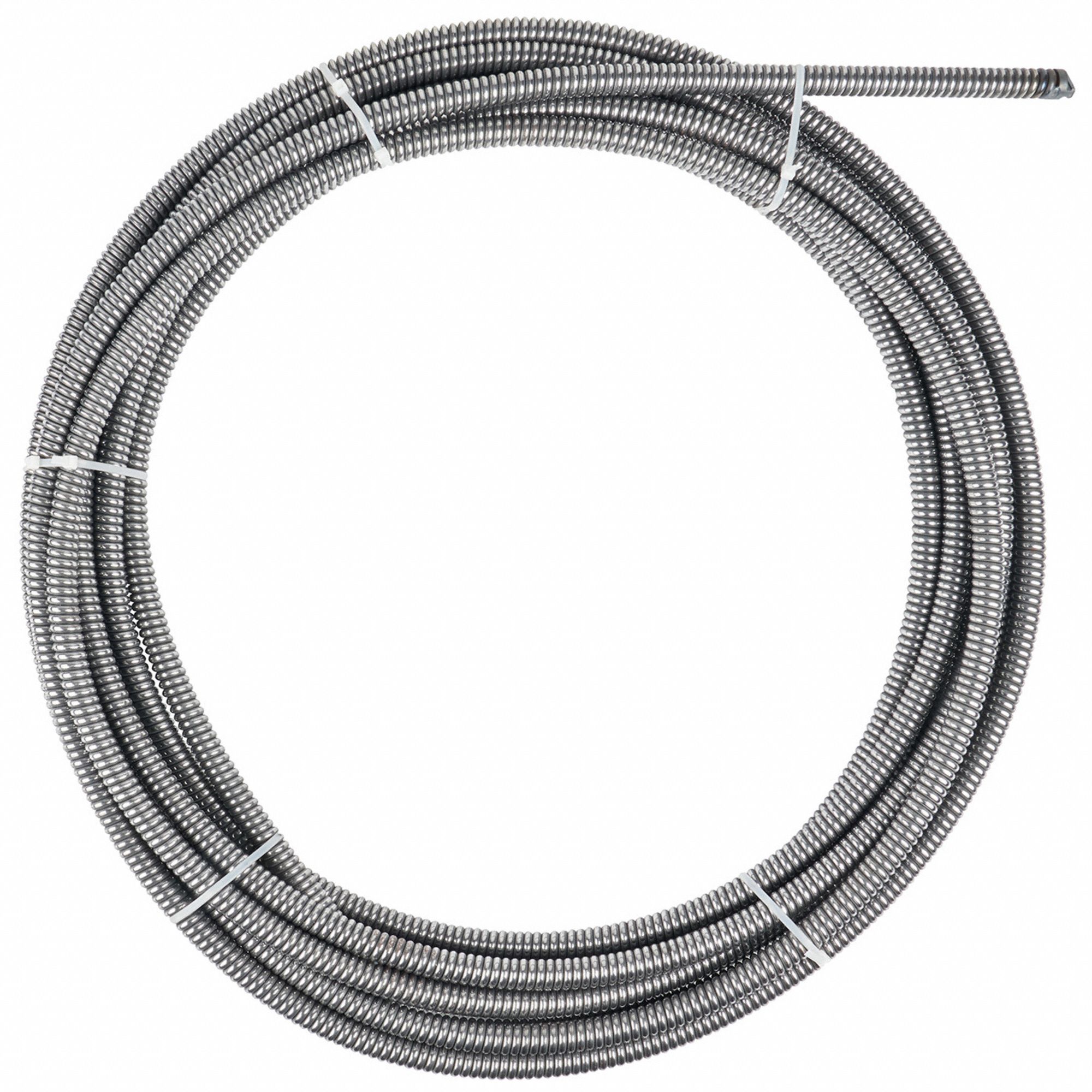 Drain Cleaning Cable: 5/8 in Dia., 25 ft Lg., Inner Core, Coupling, 6 in Max. Pipe Dia.