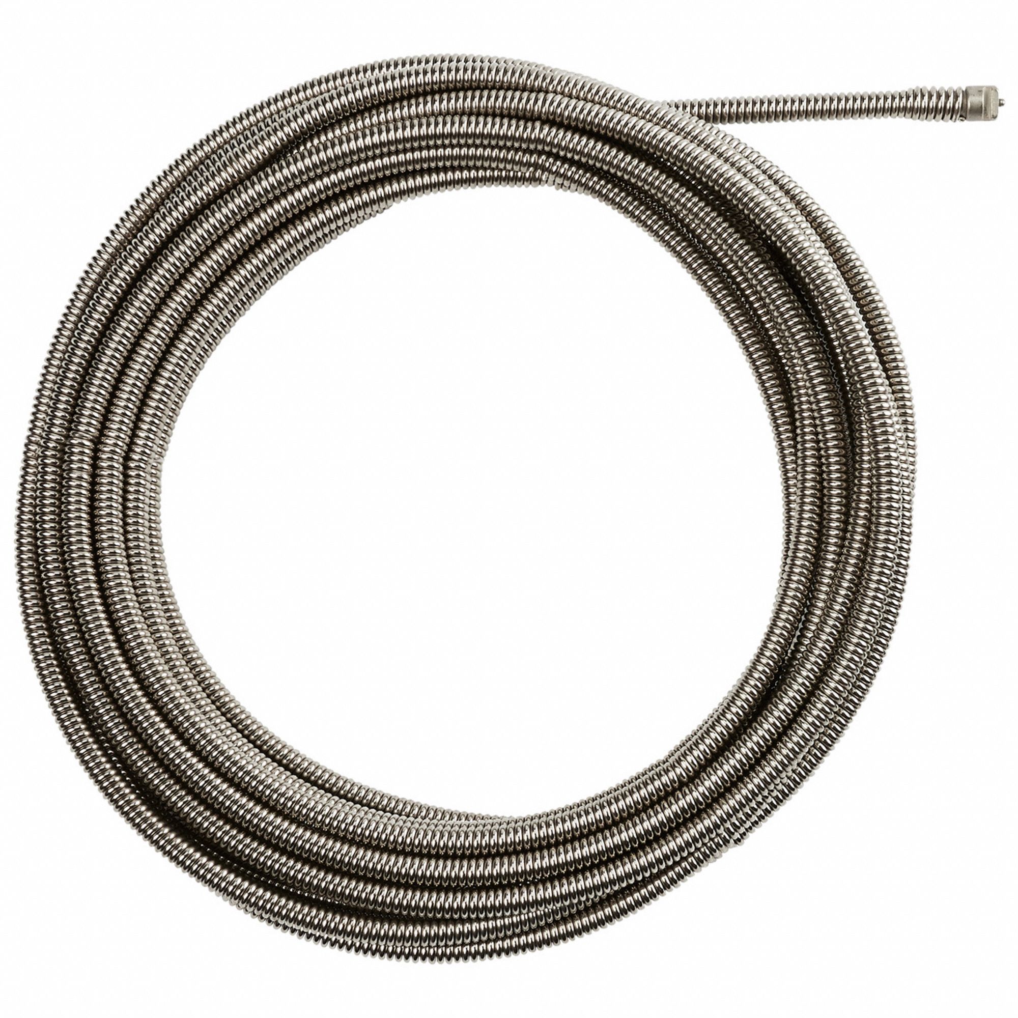 Drain Cleaning Cable: 3/8 in Dia., 35 ft Lg., Inner Core, Coupling, 3 in Max. Pipe Dia.