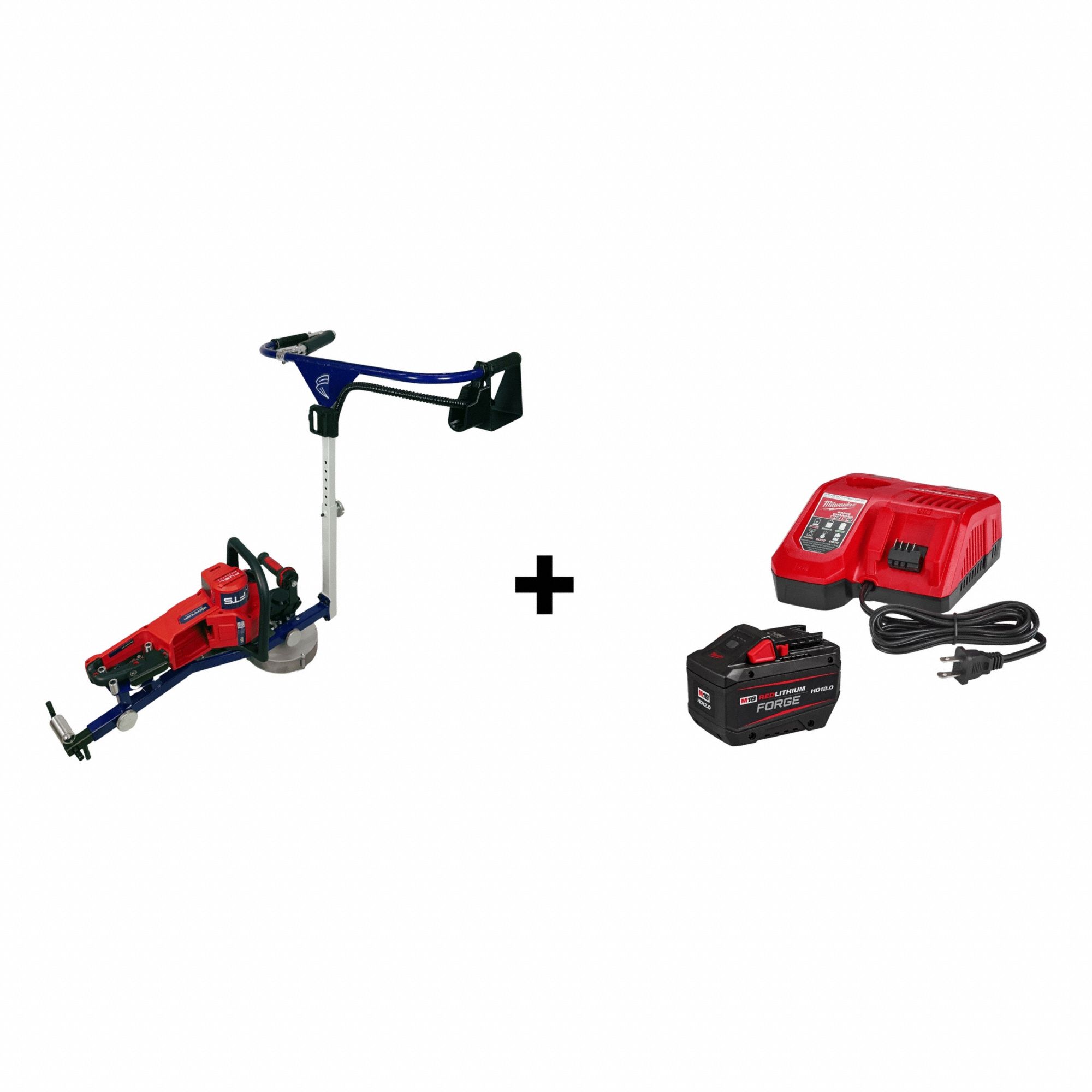Grinder Kit: Battery Rail Web Grinder with Bicycle Attachment, 8 in Wheel Dia, Fillet Weld
