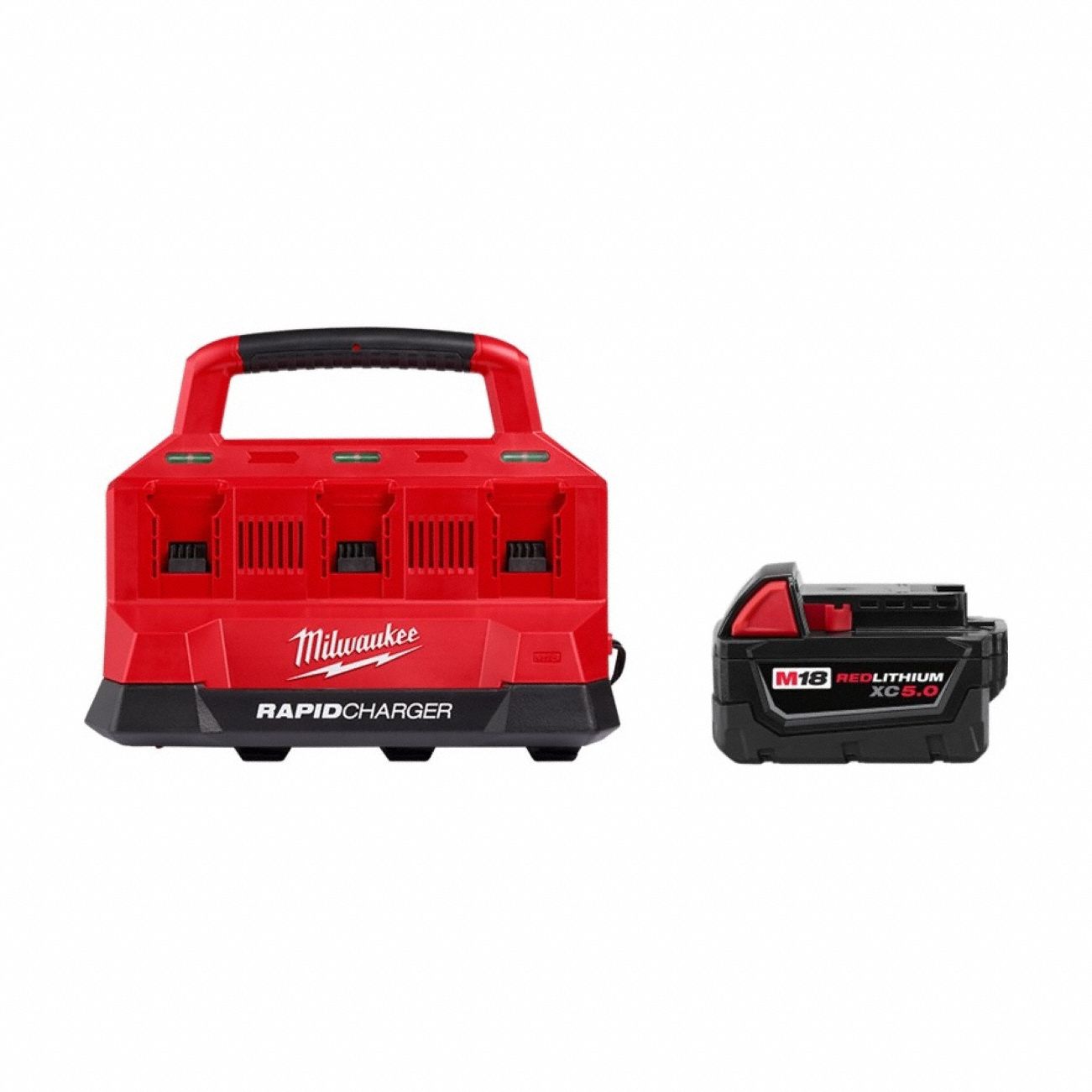M18 Six Bay Charger + M18 XC5.0 Battery