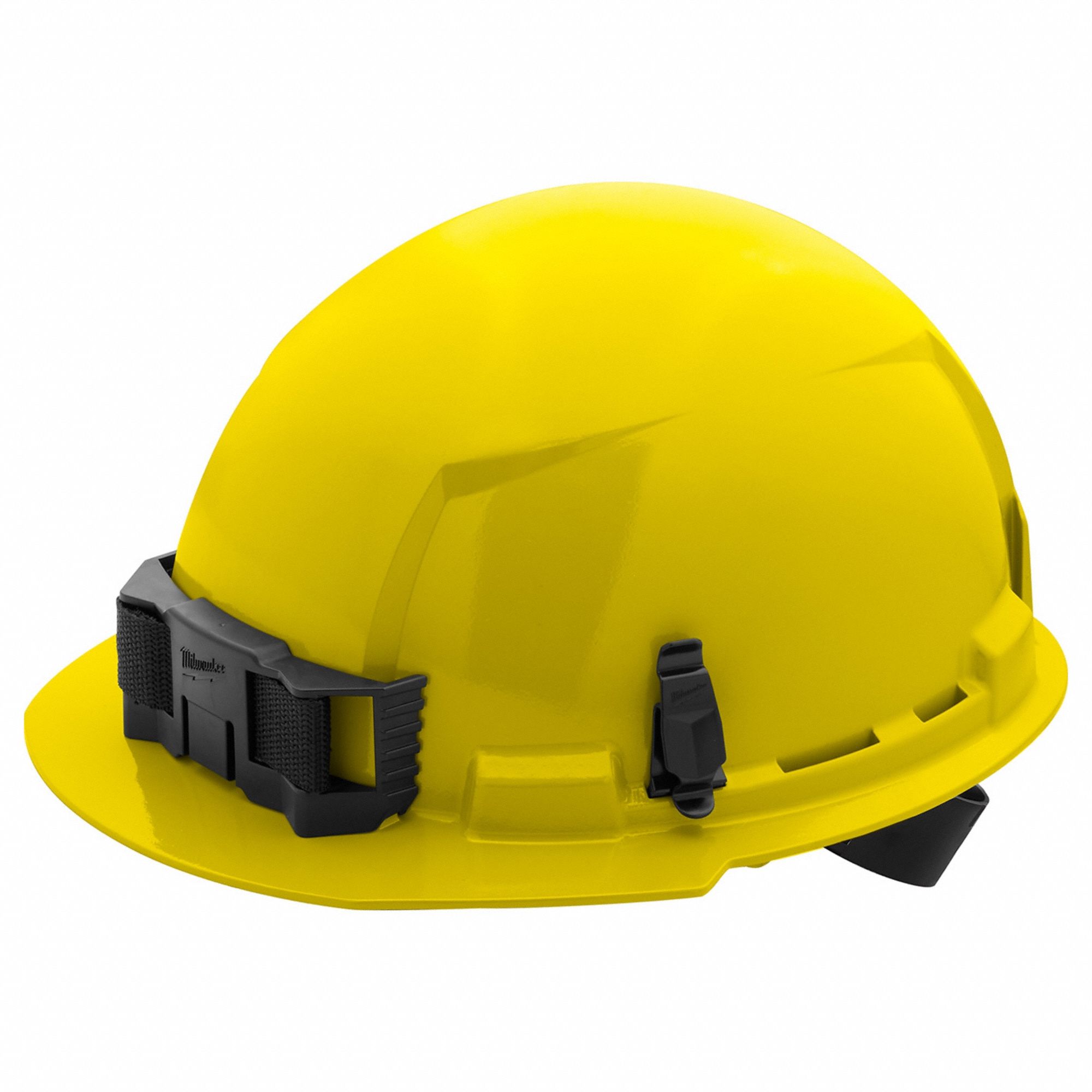 Hard Hat: Yellow, Ratchet (4-Point), Ratchet, Polyethylene, Side-Slots, Milwaukee, Solid