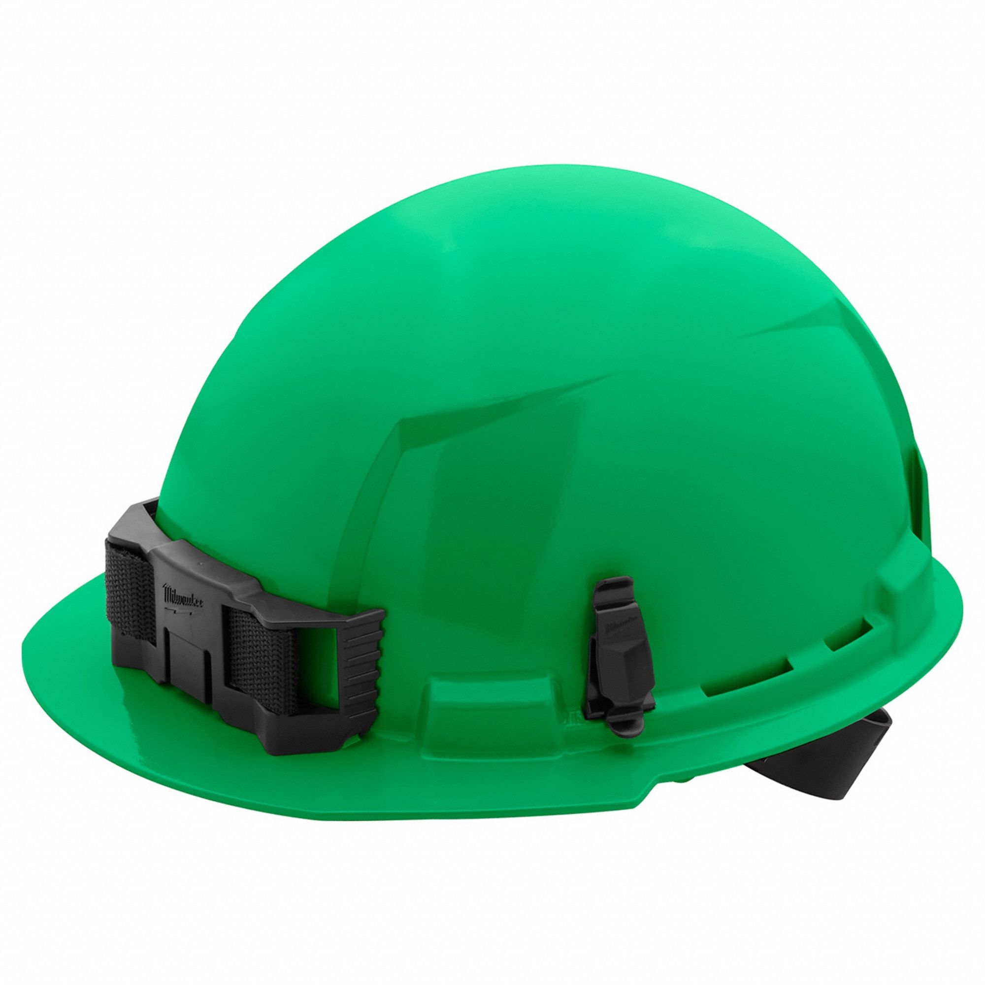 Hard Hat: Green, Ratchet (4-Point), Ratchet, Polyethylene, Side-Slots, Milwaukee, Solid