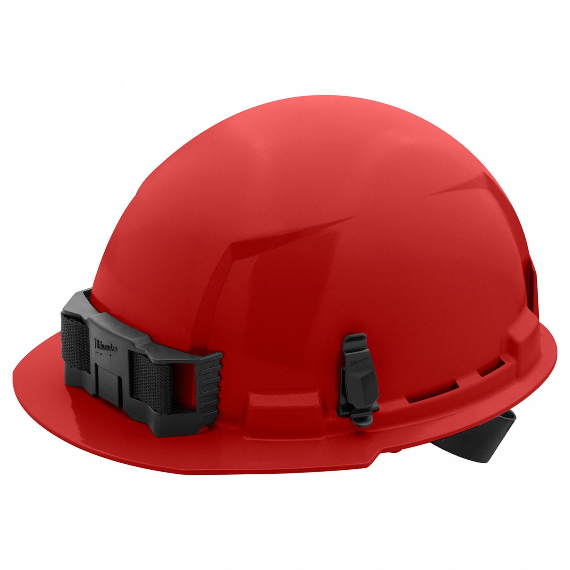 Hard Hat: Red, Ratchet (4-Point), Ratchet, Polyethylene, Side-Slots, Milwaukee, Solid, Red