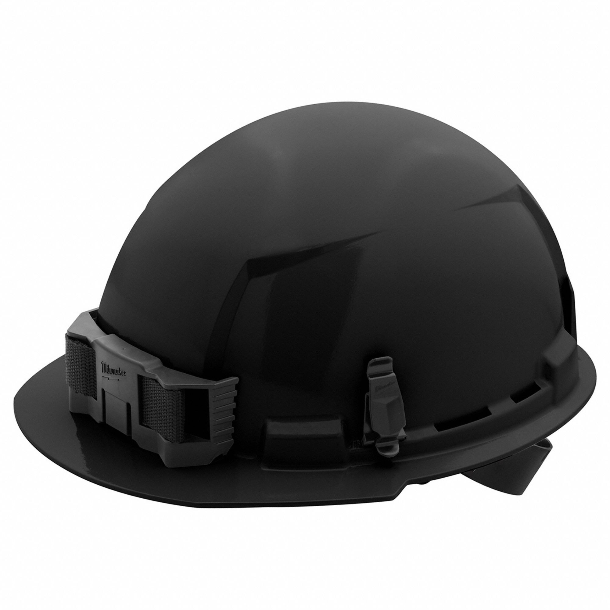 Hard Hat: Black, Ratchet (4-Point), Ratchet, Polyethylene, Side-Slots, Milwaukee, Solid