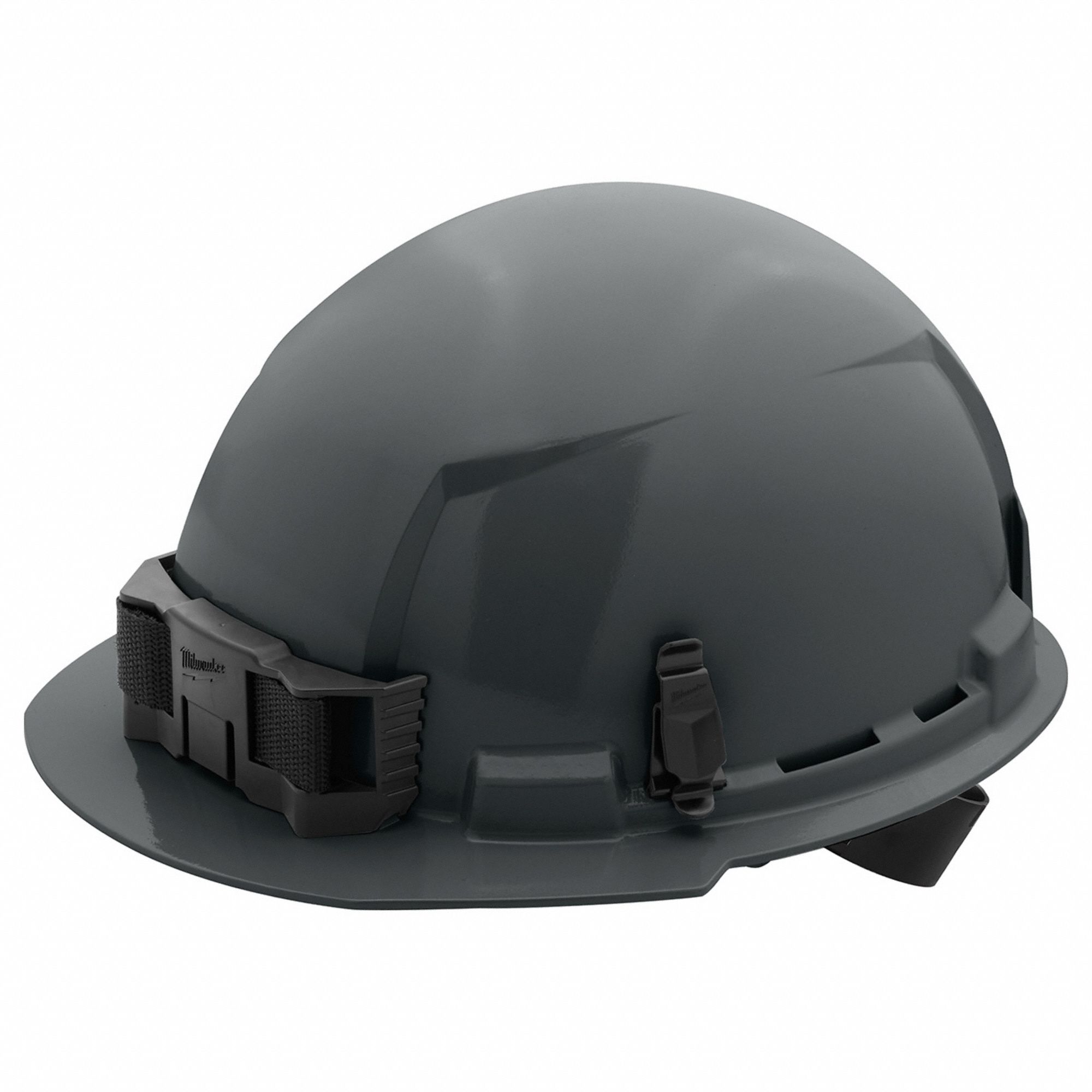 Hard Hat: Gray, Ratchet (4-Point), Ratchet, Polyethylene, Side-Slots, Milwaukee, Solid