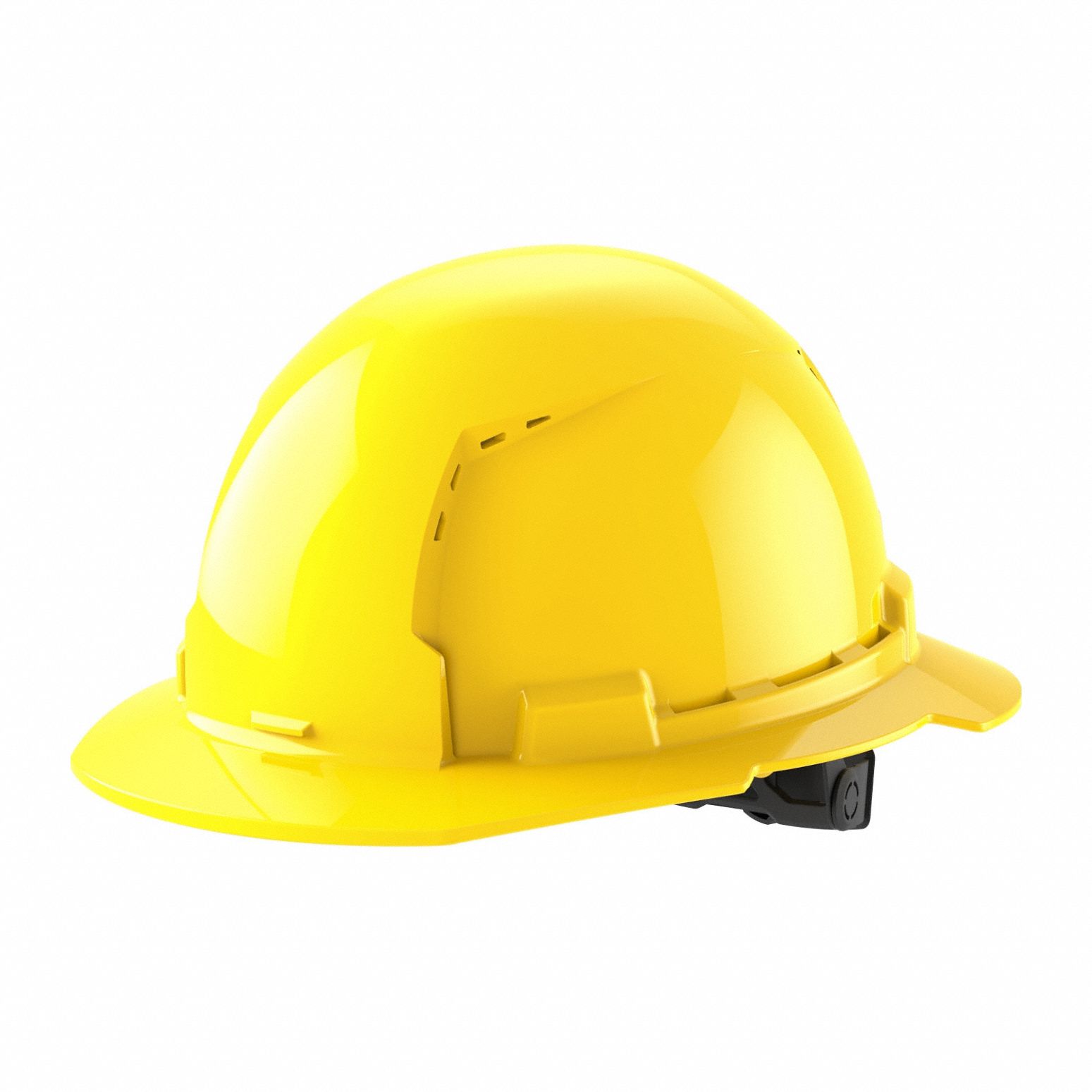Hard Hat: Yellow, No Graphics, Ratchet (6-Point), Ratchet, Polyethylene, Side-Slots, Solid