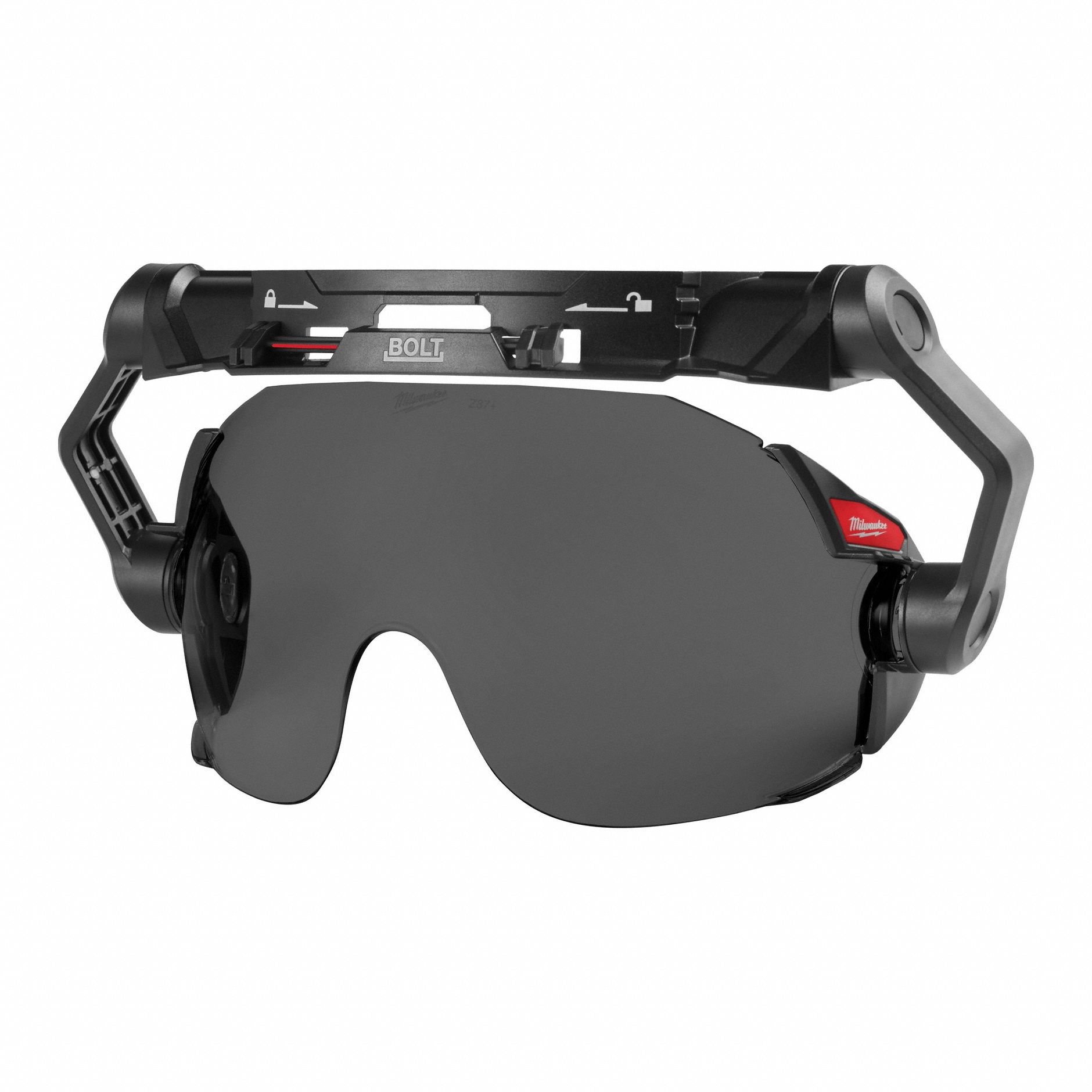 Eye Visor: Gray, Anti-Fog/Scratch-Resistant, Polycarbonate, Polycarbonate, Clip-On Mounting
