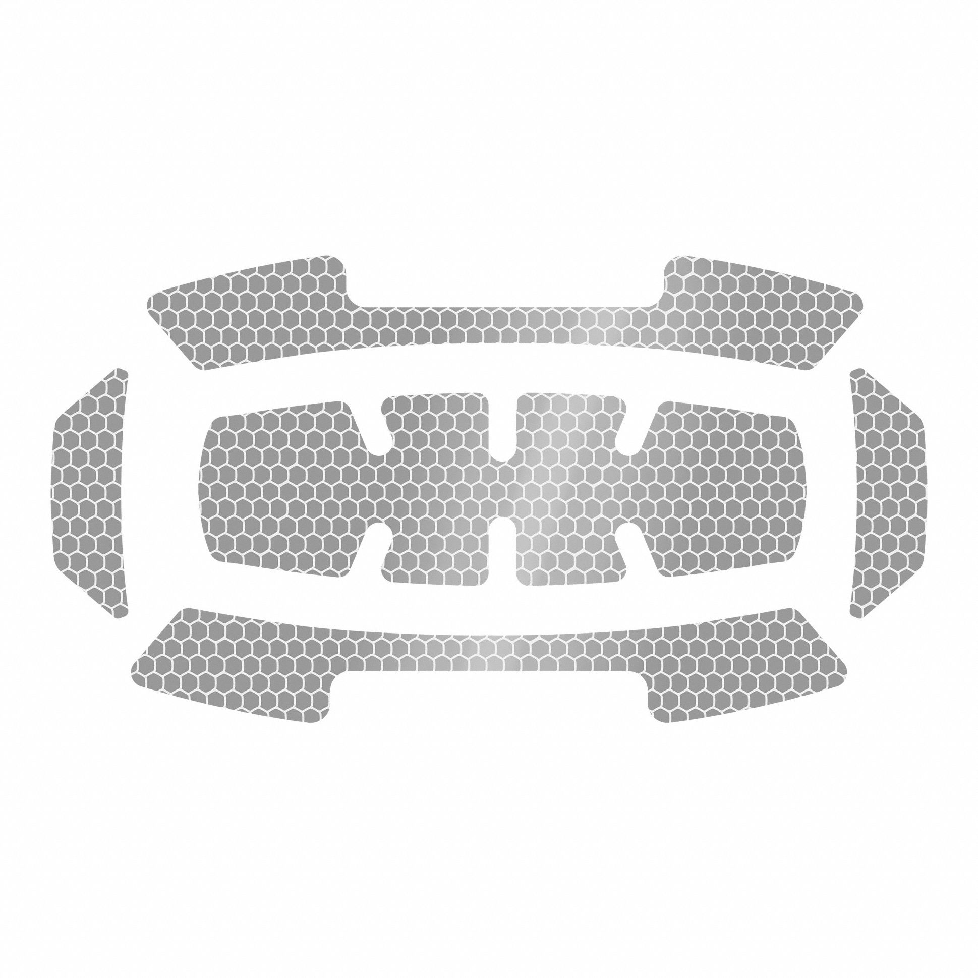 Hard Hat Label: 8 in Ht, 4 in Wd, Diamond-Grade Retroreflective, Reflective, Polycarbonate, Silver