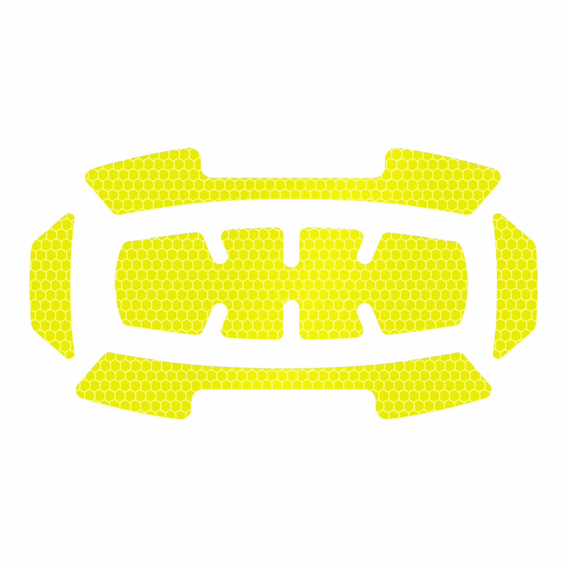 Hard Hat Label: 8 in Ht, 4 in Wd, Diamond-Grade Retroreflective, Reflective, Polypropylene, Yellow
