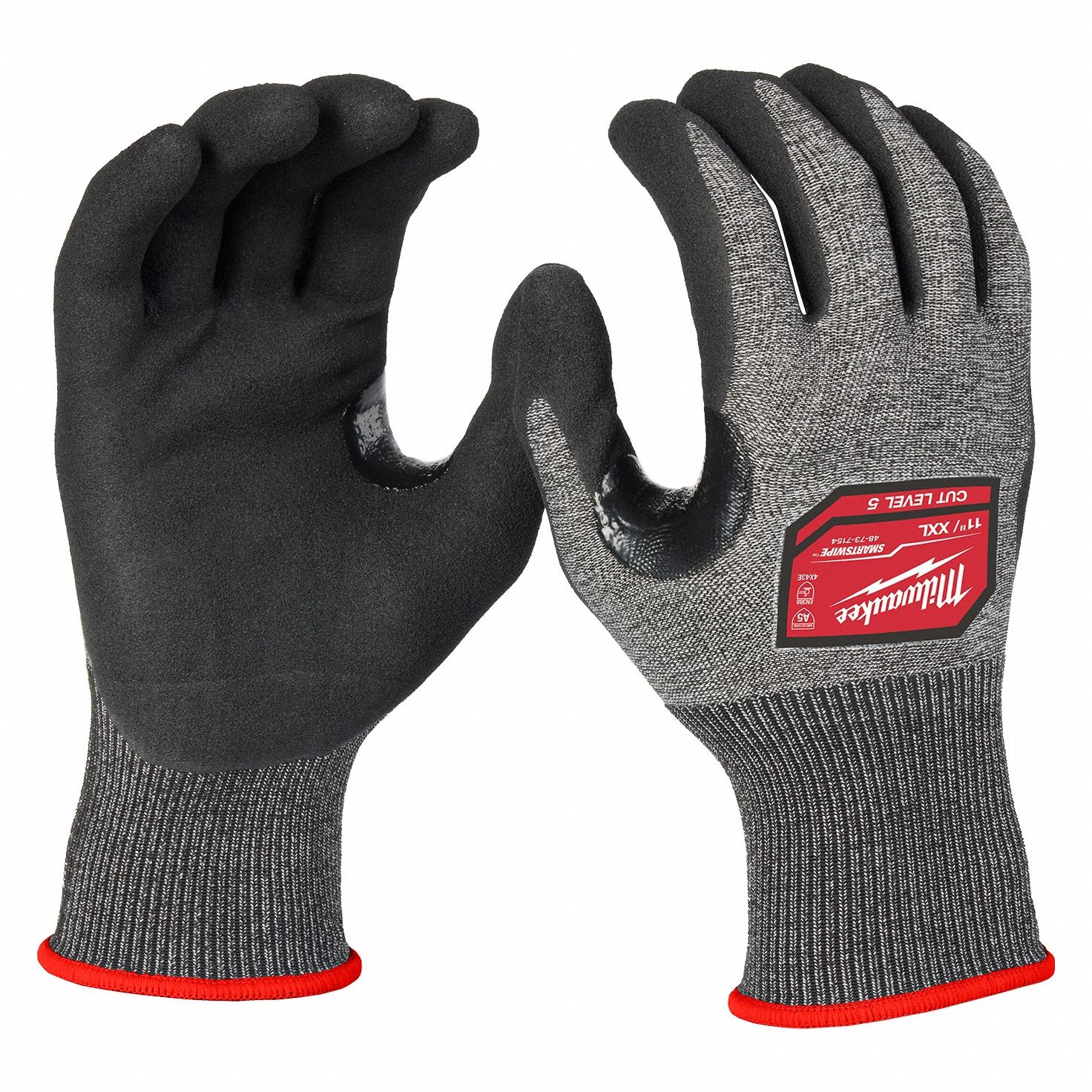 Knit Gloves: 2XL, ANSI Cut Level A5, Palm, Dipped, Nitrile, Nylon/Spandex ( 18 ga ), 1 PR