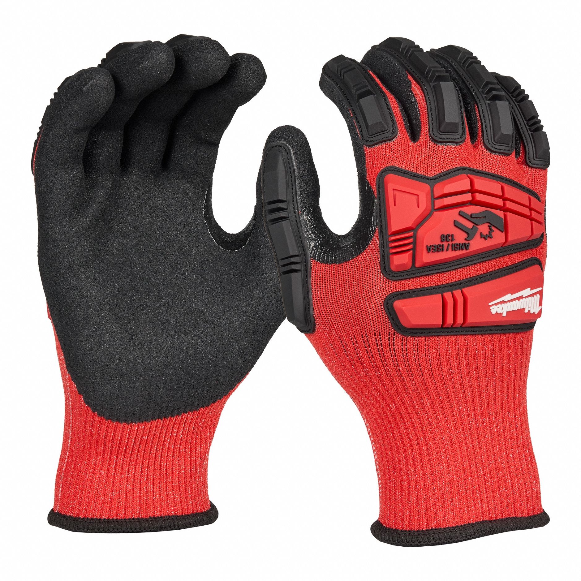 Work Gloves: L, ANSI Cut Level A3, ANSI Impact Level 2, 3/4, Nitrile, Sandy, 1 PR