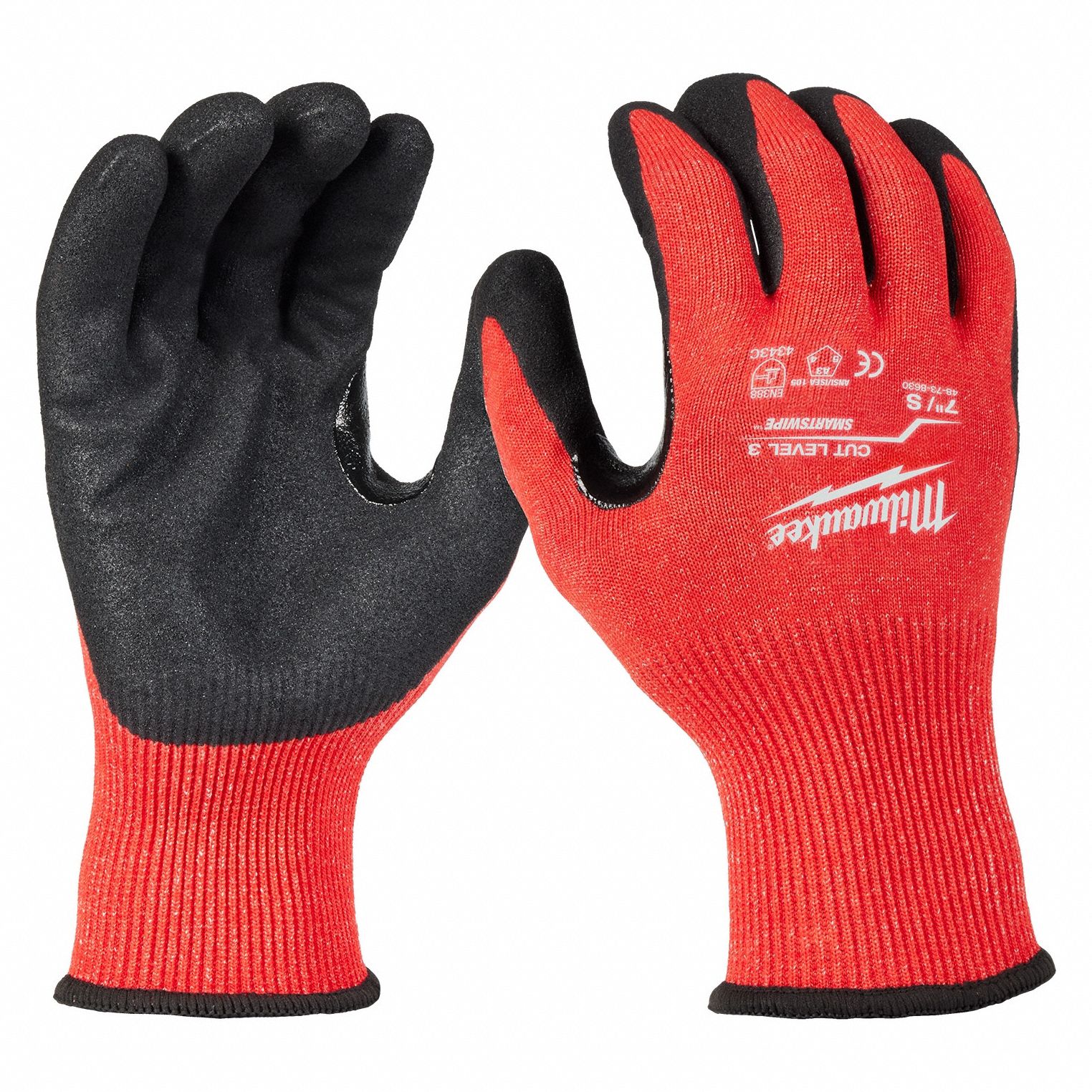 Work Gloves: S, ANSI Cut Level A3, Thumb and Index Finger, Nitrile, Nylon ( 15 ga ), 1 PR
