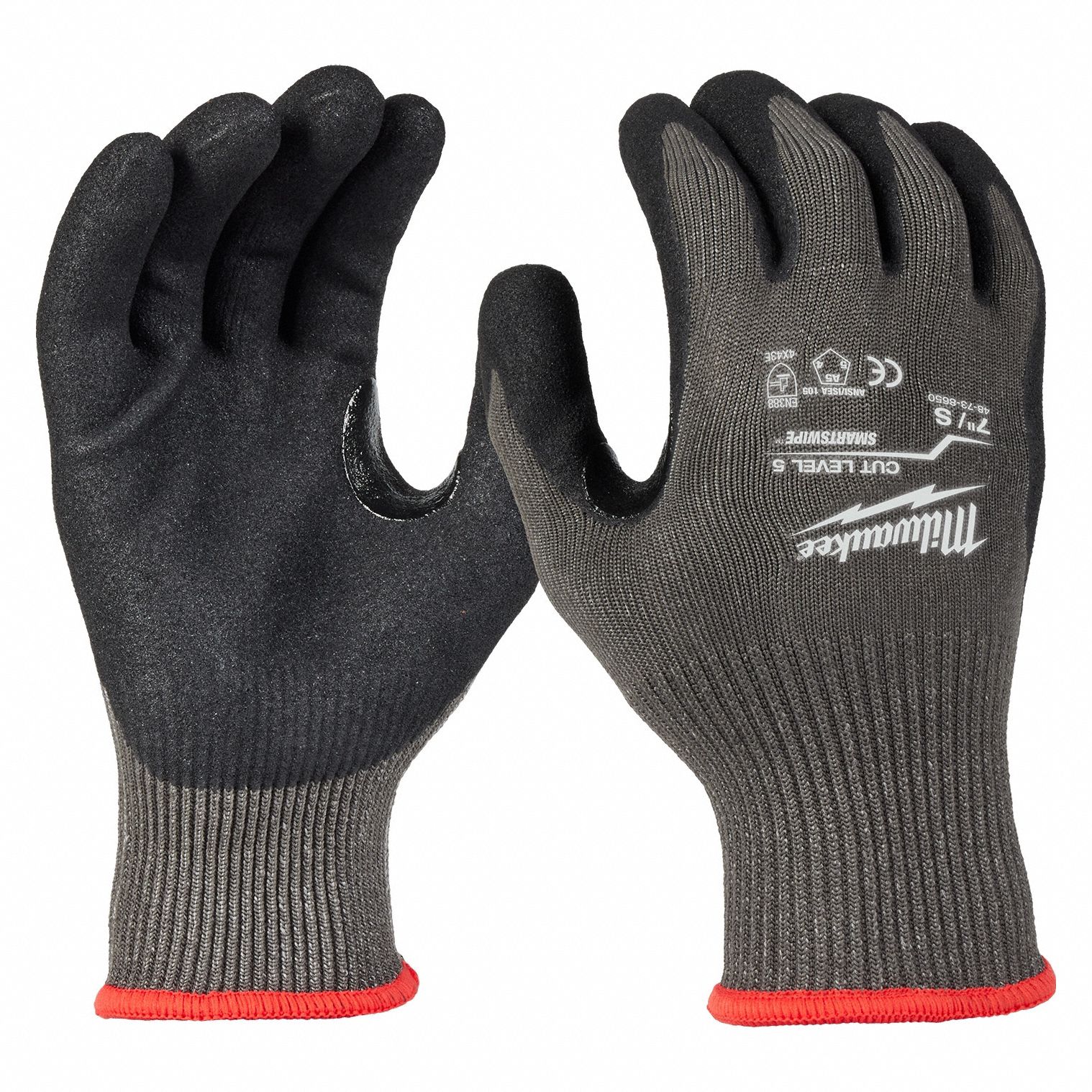Work Gloves: S, ANSI Cut Level A5, Thumb and Index Finger, Nitrile, Nylon ( 13 ga ), 1 PR