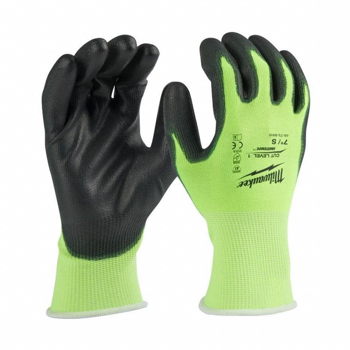 Work Gloves: L ( 9 ), Smooth, Polyurethane, Palm, Dipped, ANSI Abrasion Level 3, 1 PR