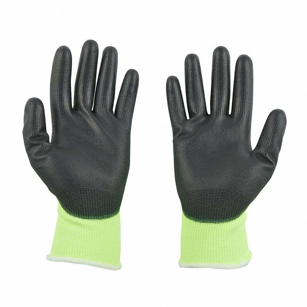 MILWAUKEE Work Gloves: M ( 8 ), Smooth, Polyurethane, Palm, Dipped ...