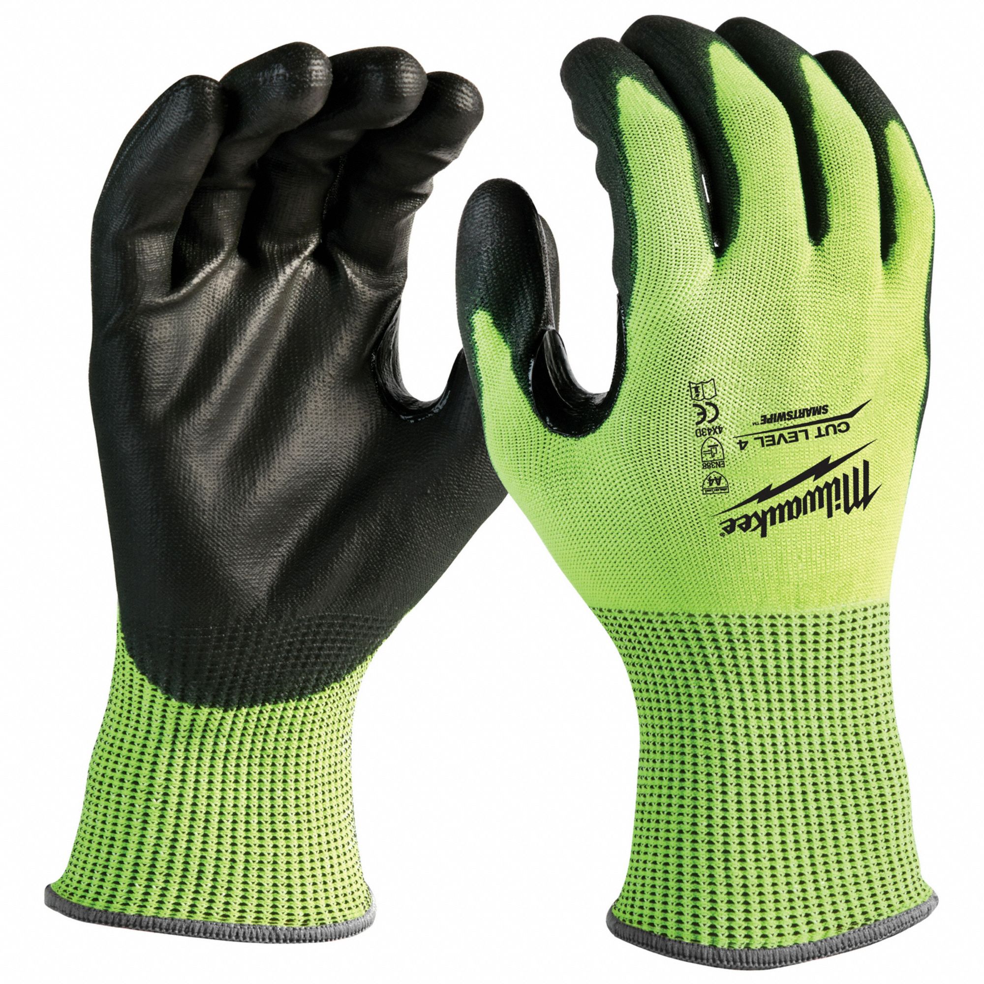 CUT-RESISTANT GLOVES, S, YLW, 10.3 IN, 13 GA, ELASTICATED KNIT CUFF, POLYURETHANE