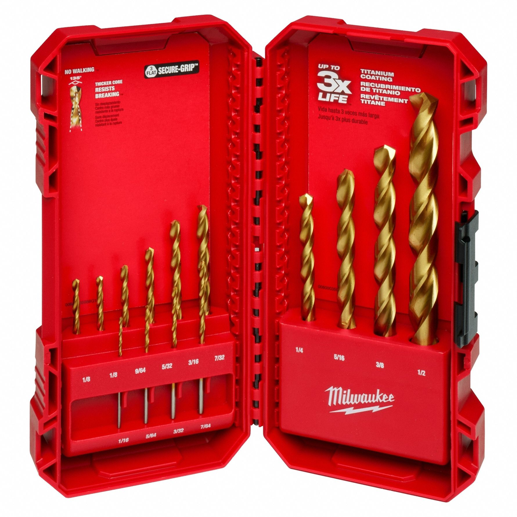 JOBBER LENGTH DRILL SET, ½ IN SMALLEST DRILL BIT, 1/16 IN LARGEST DRILL BIT SIZE